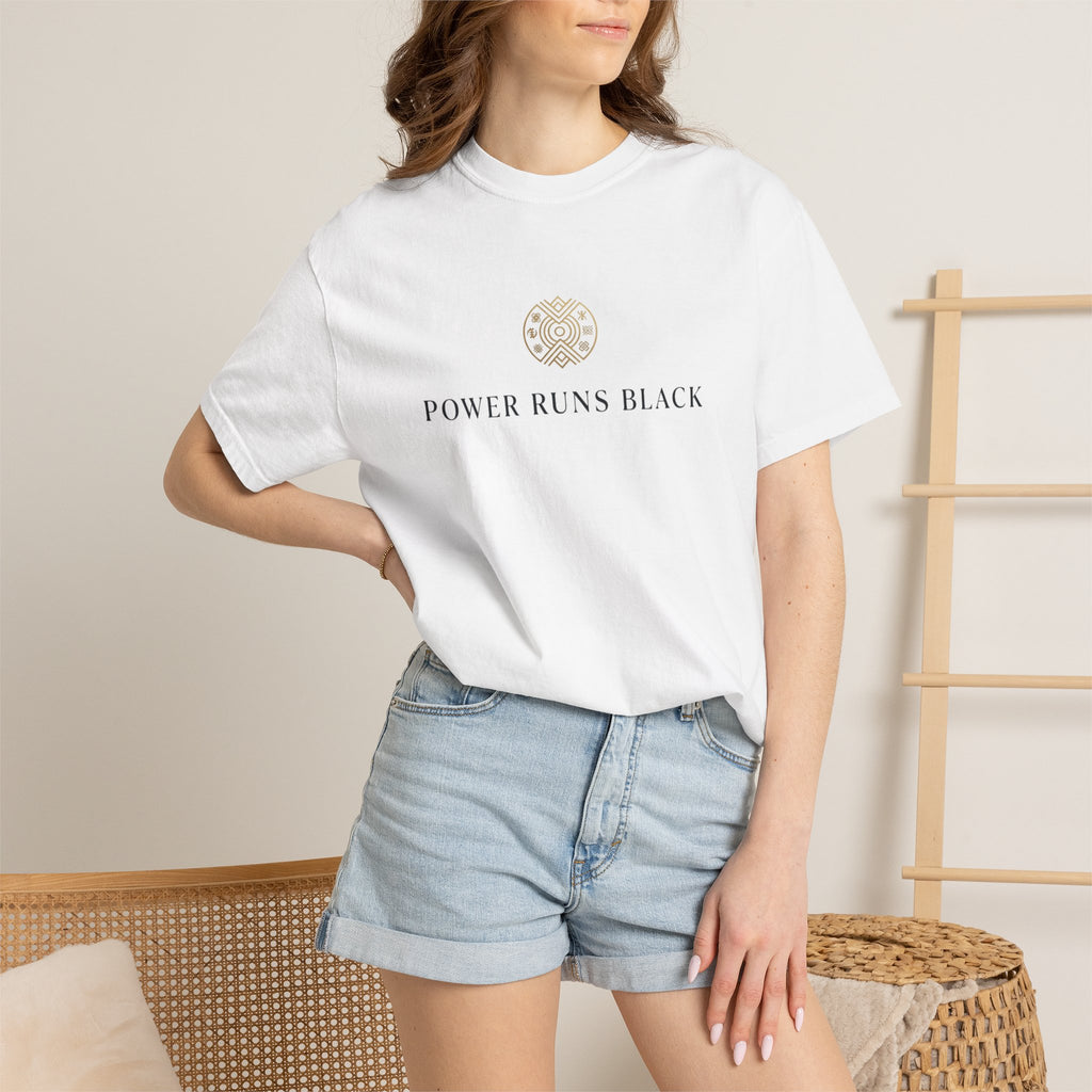 Power Runs Black PRB Graphic T-Shirt — Minimal Emblem Tee by Power Runs Black