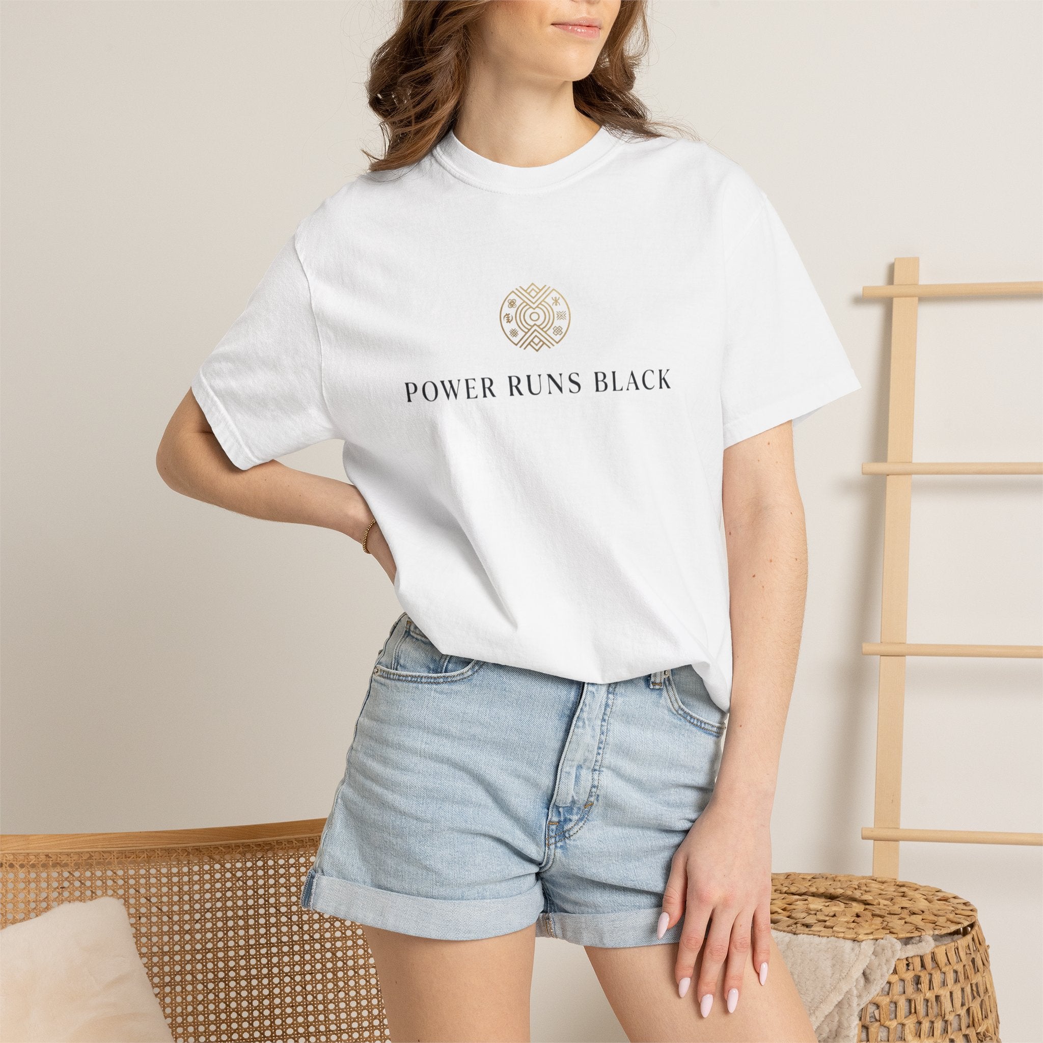 Power Runs Black PRB Graphic T-Shirt — Minimal Emblem Tee by Power Runs Black