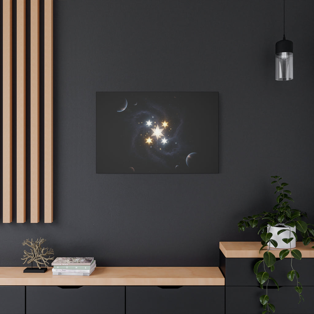 Power Runs Black PRB Glowing Star Constellation Canvas by Power Runs Black
