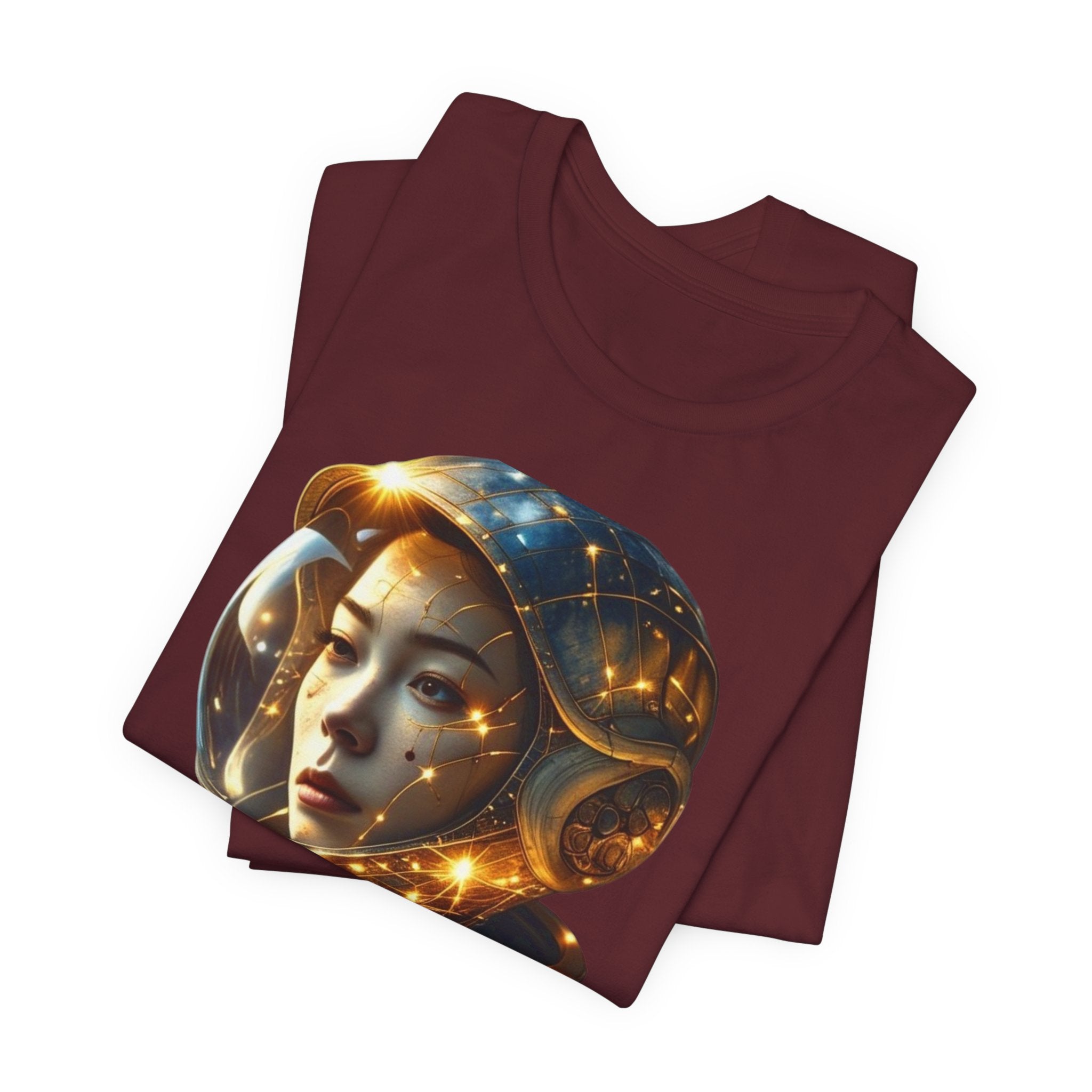 PRB Astronaut Portrait Tee — Starry Cosmic Helmet Graphic T-Shirt by Power Runs Black