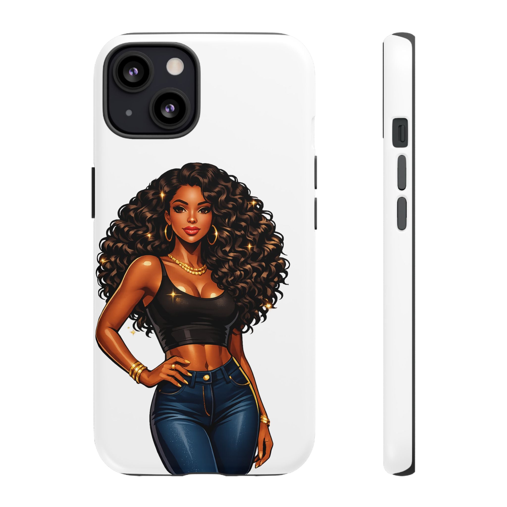 Pretty Rich Bitch by PRB Curly Hair Phone Case by Power Runs Black