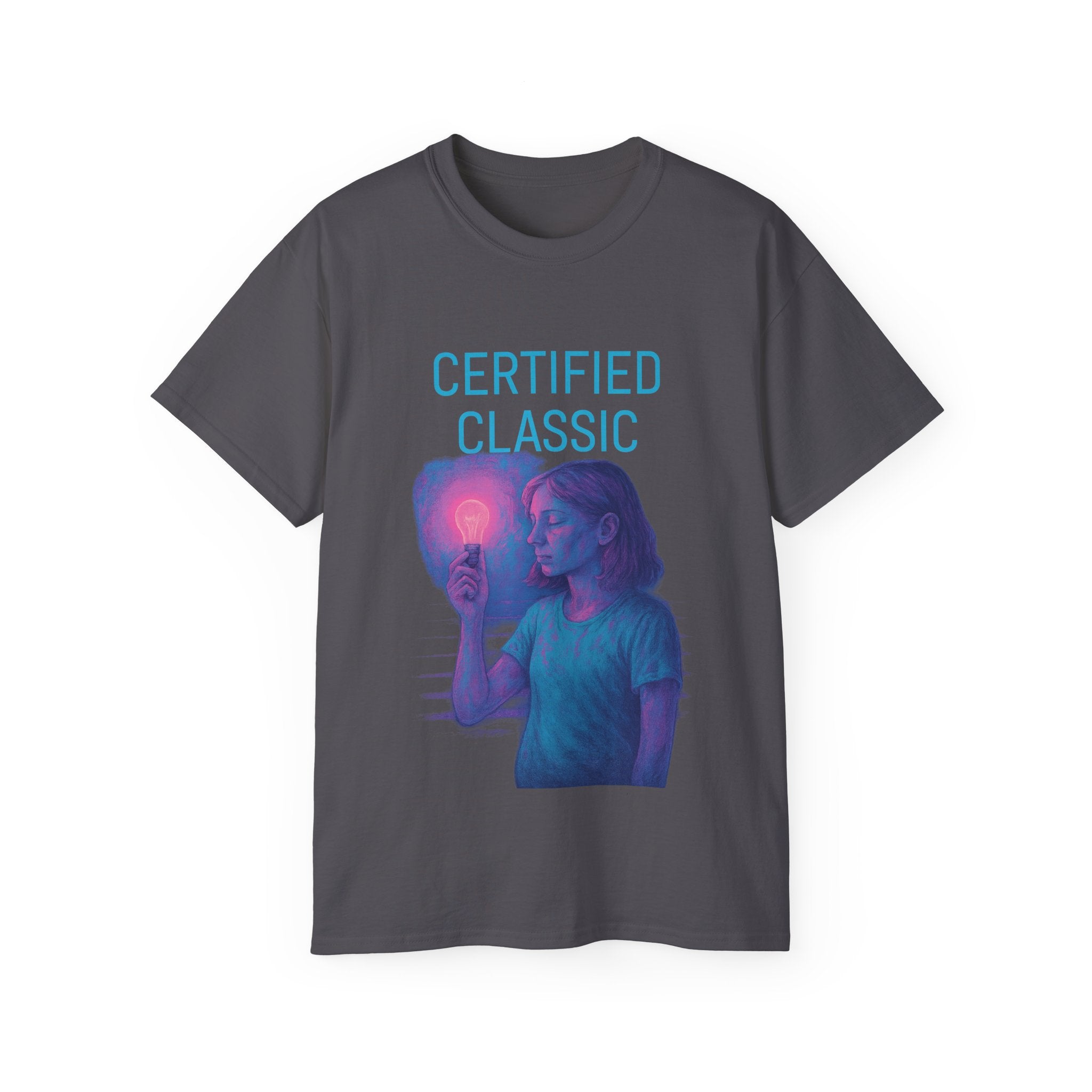 PRB Certified Classic portrait tee | Retro portrait holding light by Power Runs Black