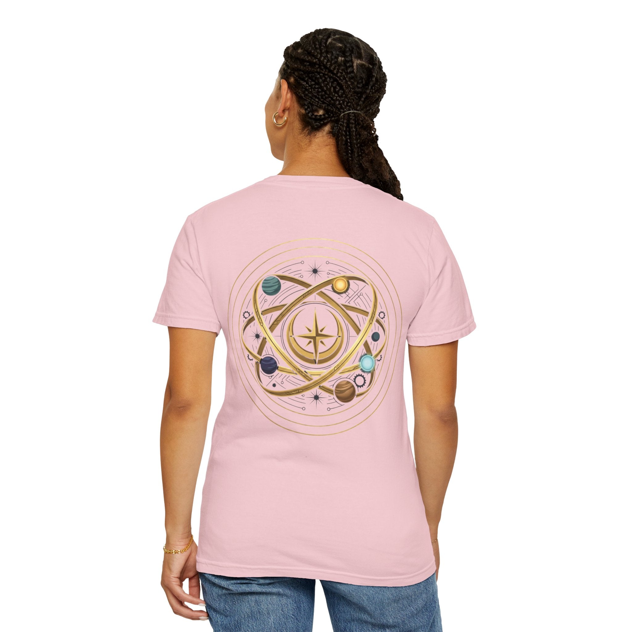 PRB Crown & Cosmos Graphic T-Shirt | Gold Royal Crest & Celestial Back by Printify