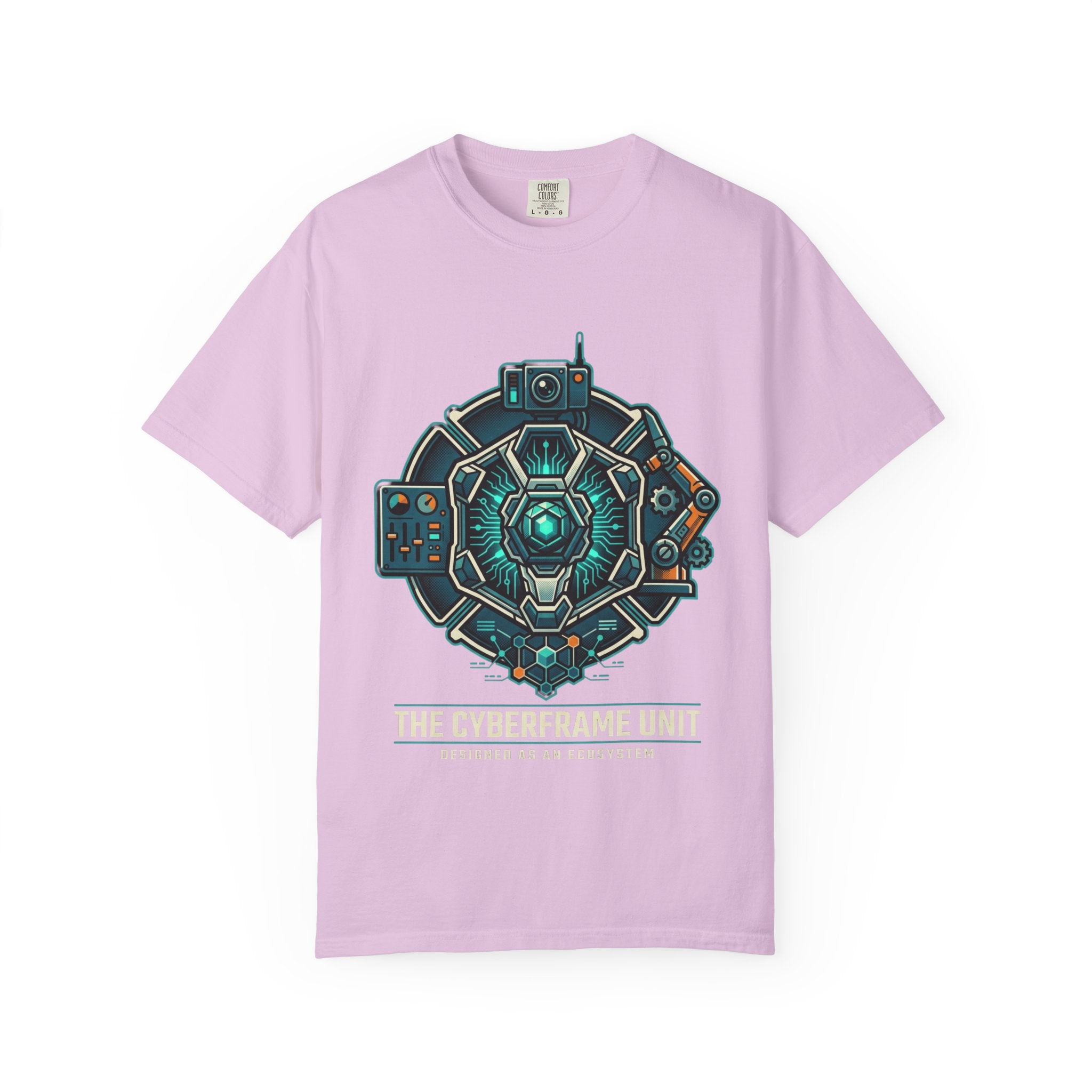 Power Runs Black Cyberframe Unit T-Shirt — Futuristic Tech Armor Graphic Tee by Power Runs Black
