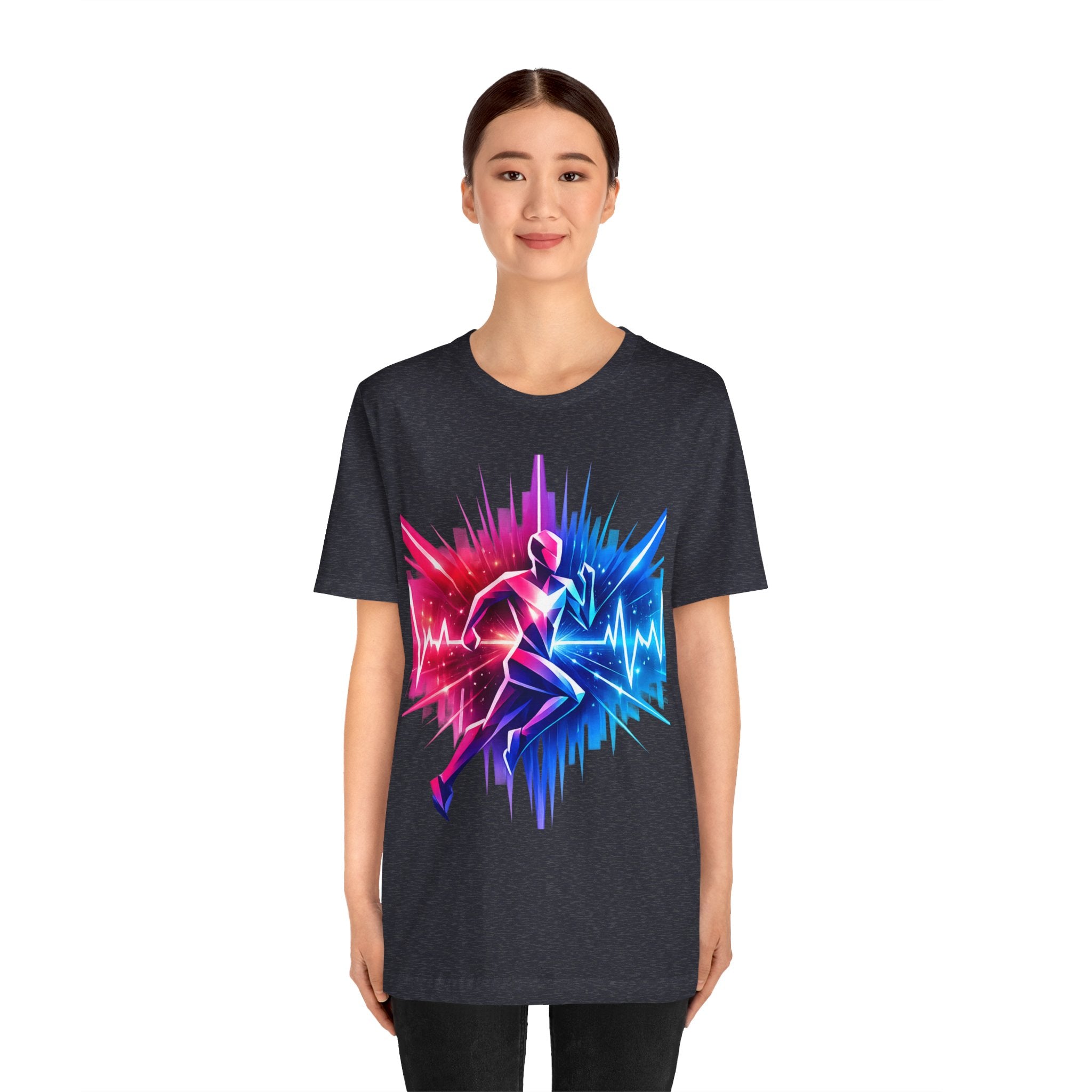 Power Runs Black PRB Running Pulse Graphic Tee — Neon Runner Heartbeat Sports T‑Shirt by Power Runs Black