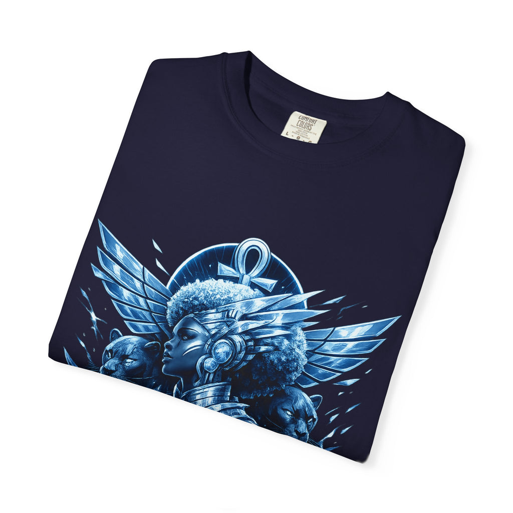 Power of Black Graphic T-Shirt — Egyptian Ankh Warrior Design by Power Runs Black