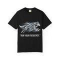 Wolf Graphic T-Shirt — 'Run Your Frequency' Motivational Tee by Printify