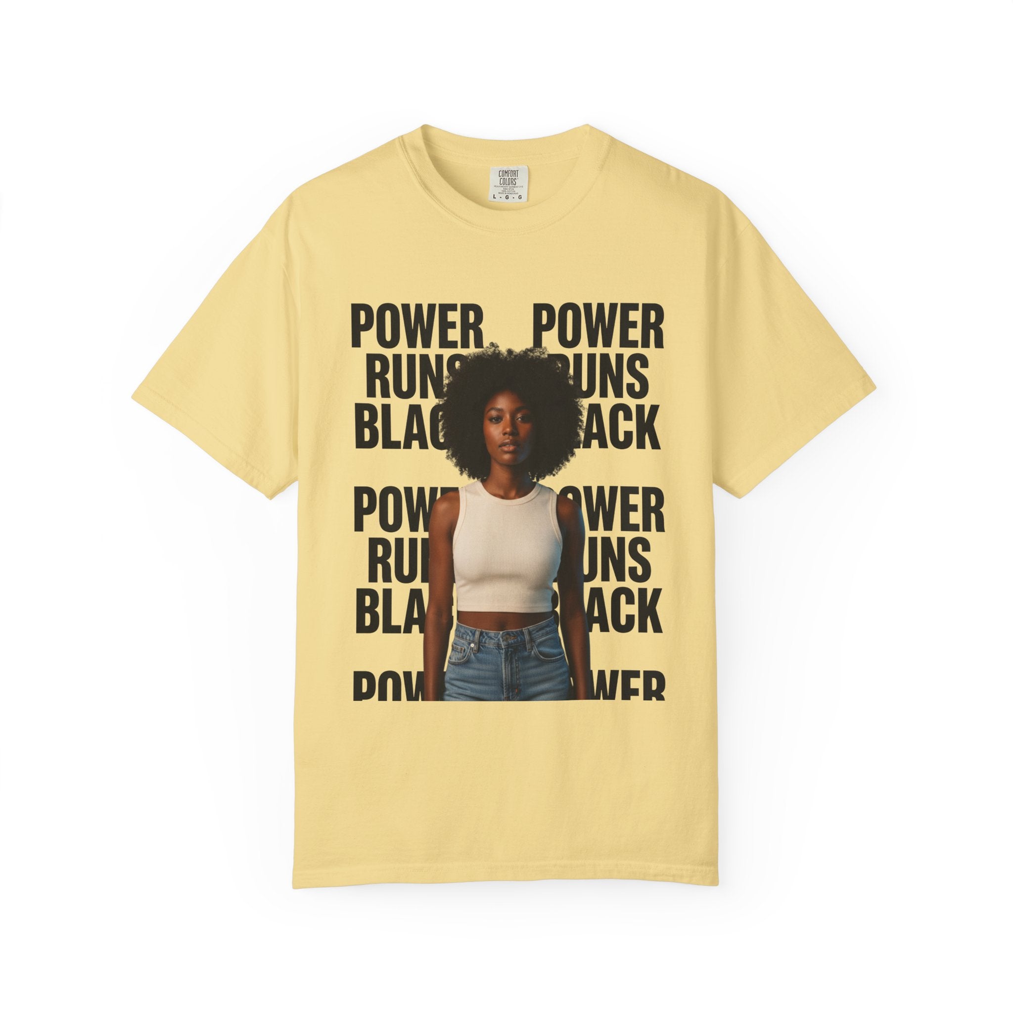 Power Runs Black PRB Power Runs Black T-Shirt — Empowerment Portrait Tee by Printify