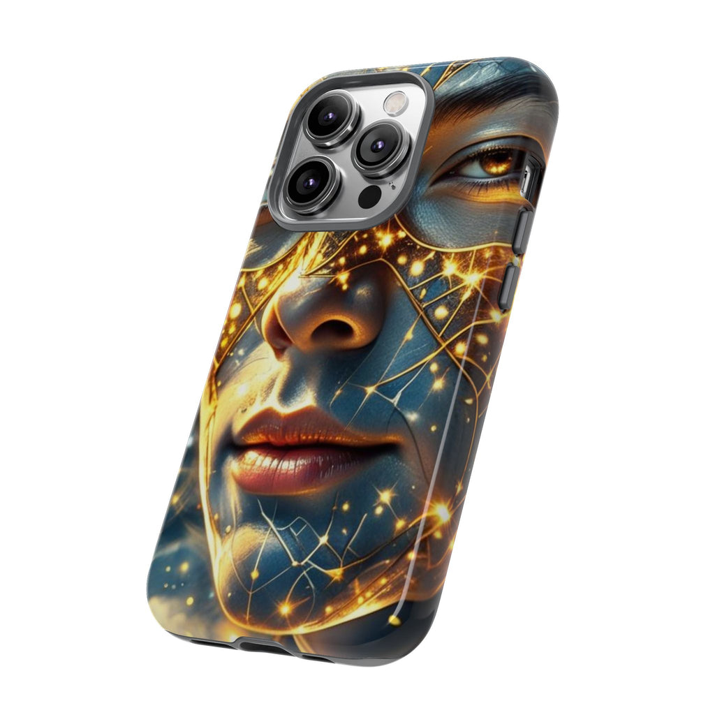 PRB Galactic Portrait Tough Case | Cosmic Face Phone Case, Starry Nebula Design by Power Runs Black