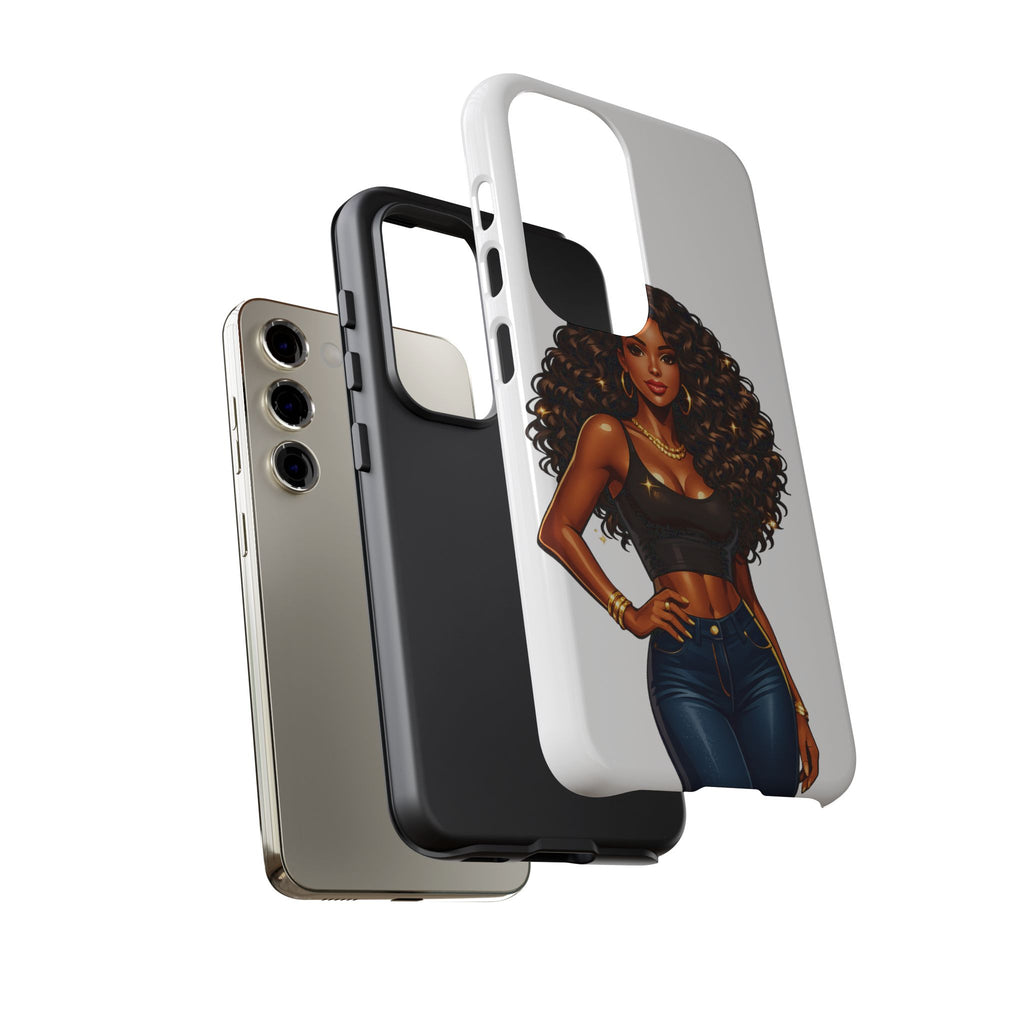 Pretty Rich Bitch by PRB Curly Hair Phone Case by Power Runs Black