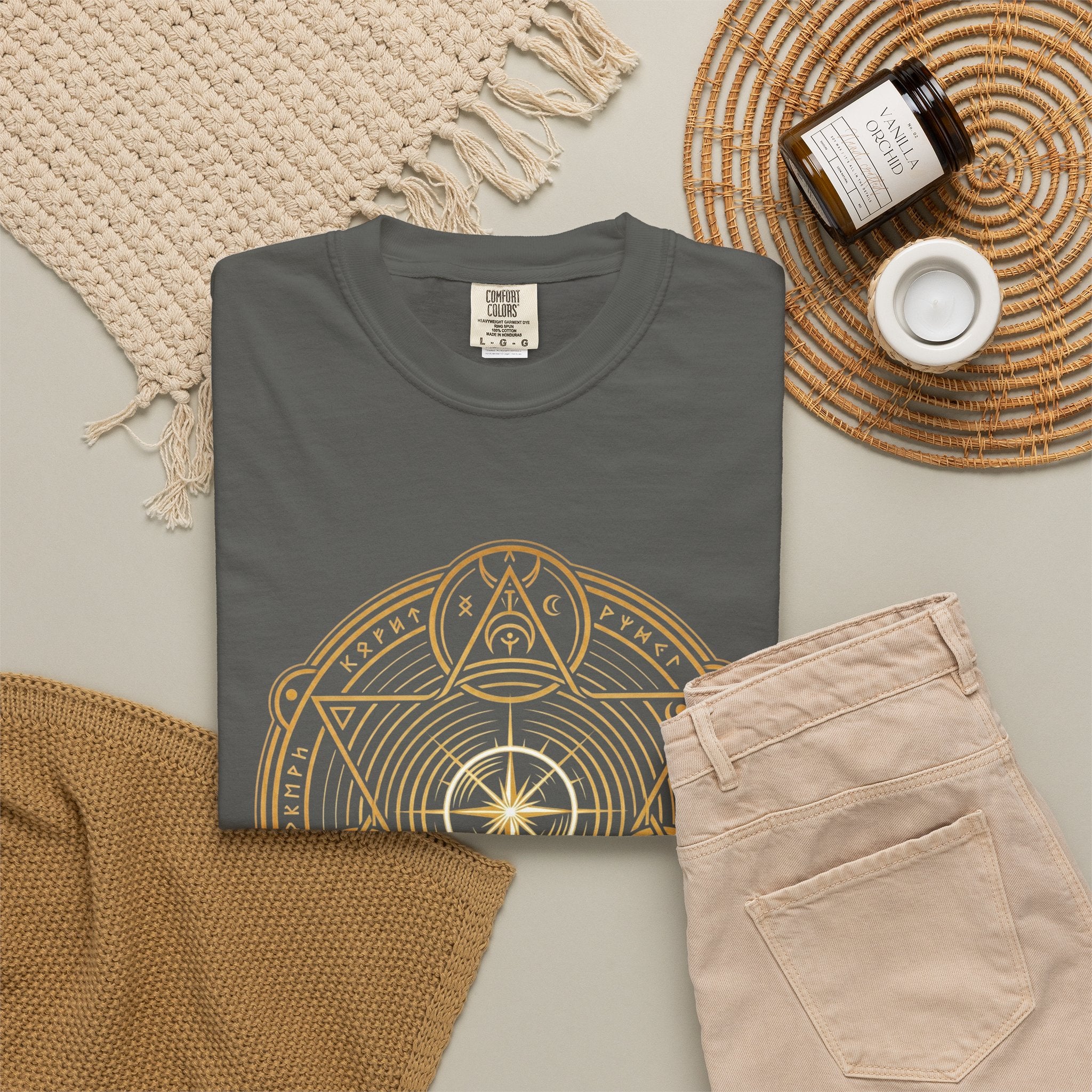Power Runs Black PRB — Veyra Kain Geometric Sigil Tee with “Too Much Becomes Ruin” Graphic T-Shirt by Printify