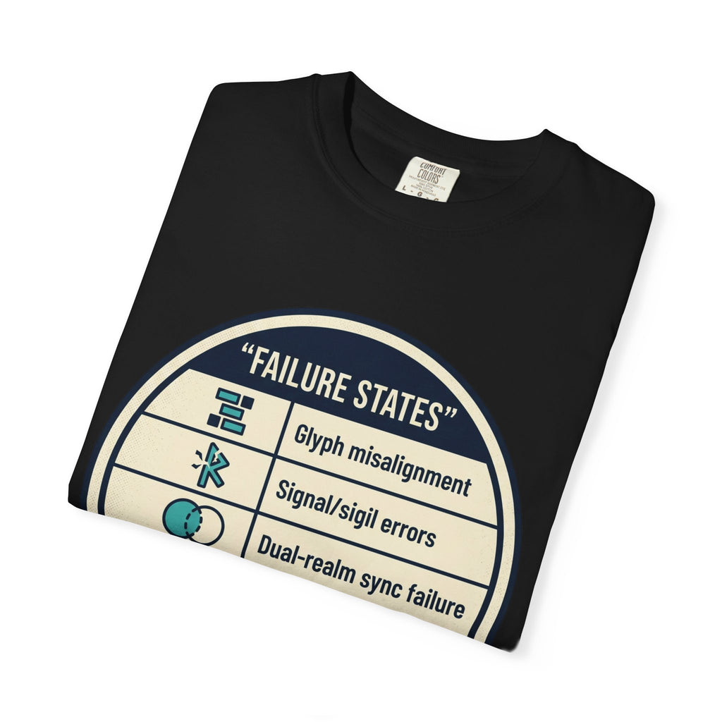 Power Runs Black PRB Failure States T-Shirt — Sci‑Fi Status Badge Graphic Tee by Printify