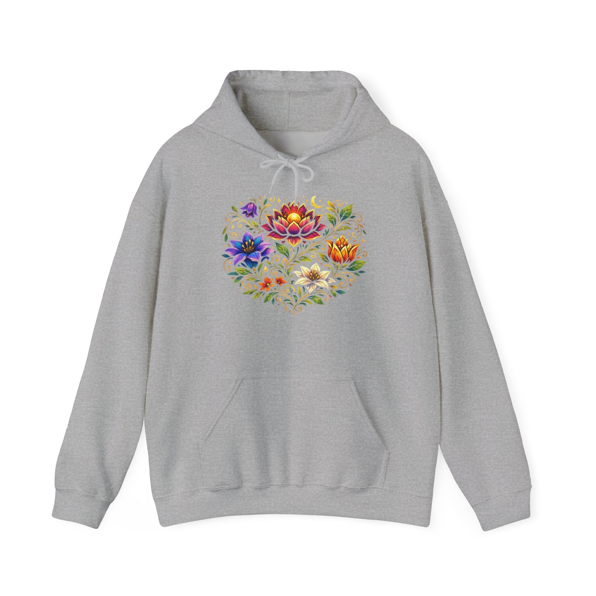 Pretty Rich Bitch by PRB Colorful Floral Lotus Bouquet Hoodie | Watercolor Flower Mandala Sweatshirt by Power Runs Black