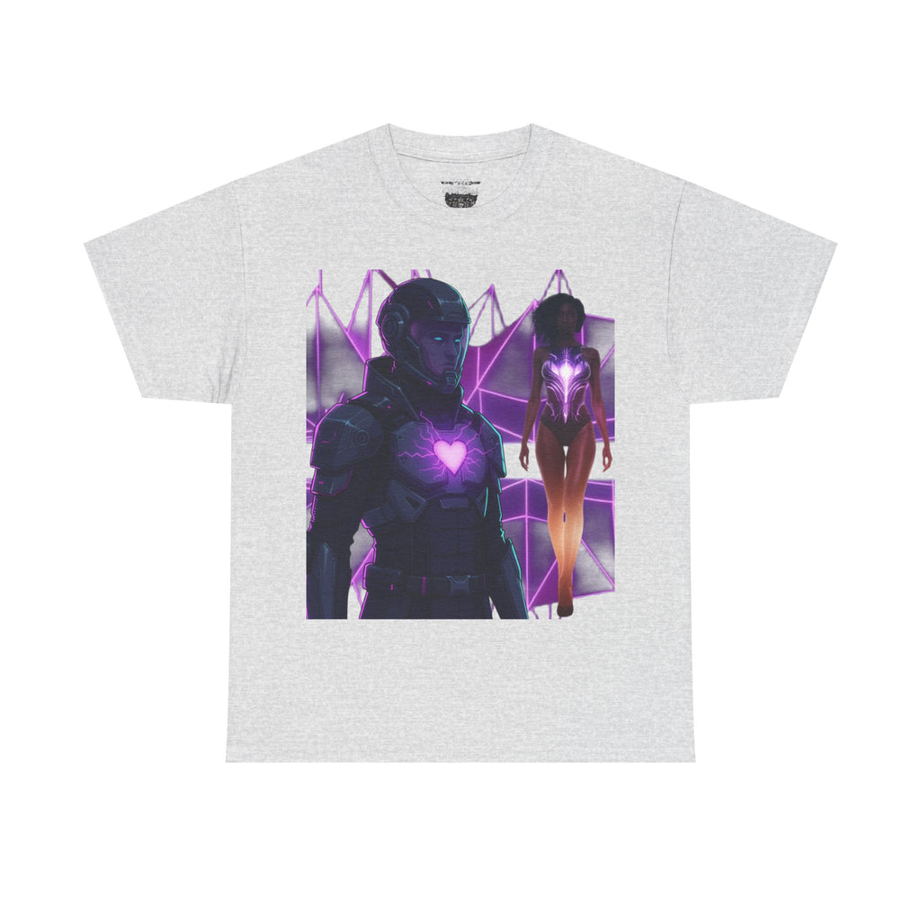 Power Run Black PRB Pretty Rich Bitch The Collection Purple Heart Cyberpunk Knight T-Shirt | Futuristic Armor Sci‑Fi Tee by Printify