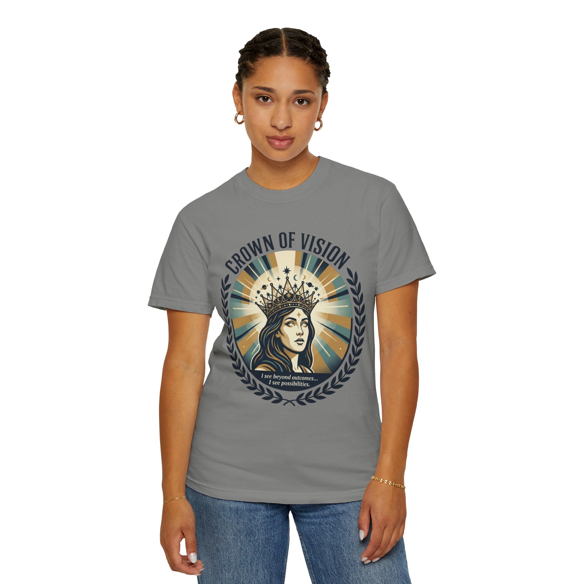 Power Runs Black Crown of Vision T-Shirt — Vintage Inspirational Graphic Tee by Printify
