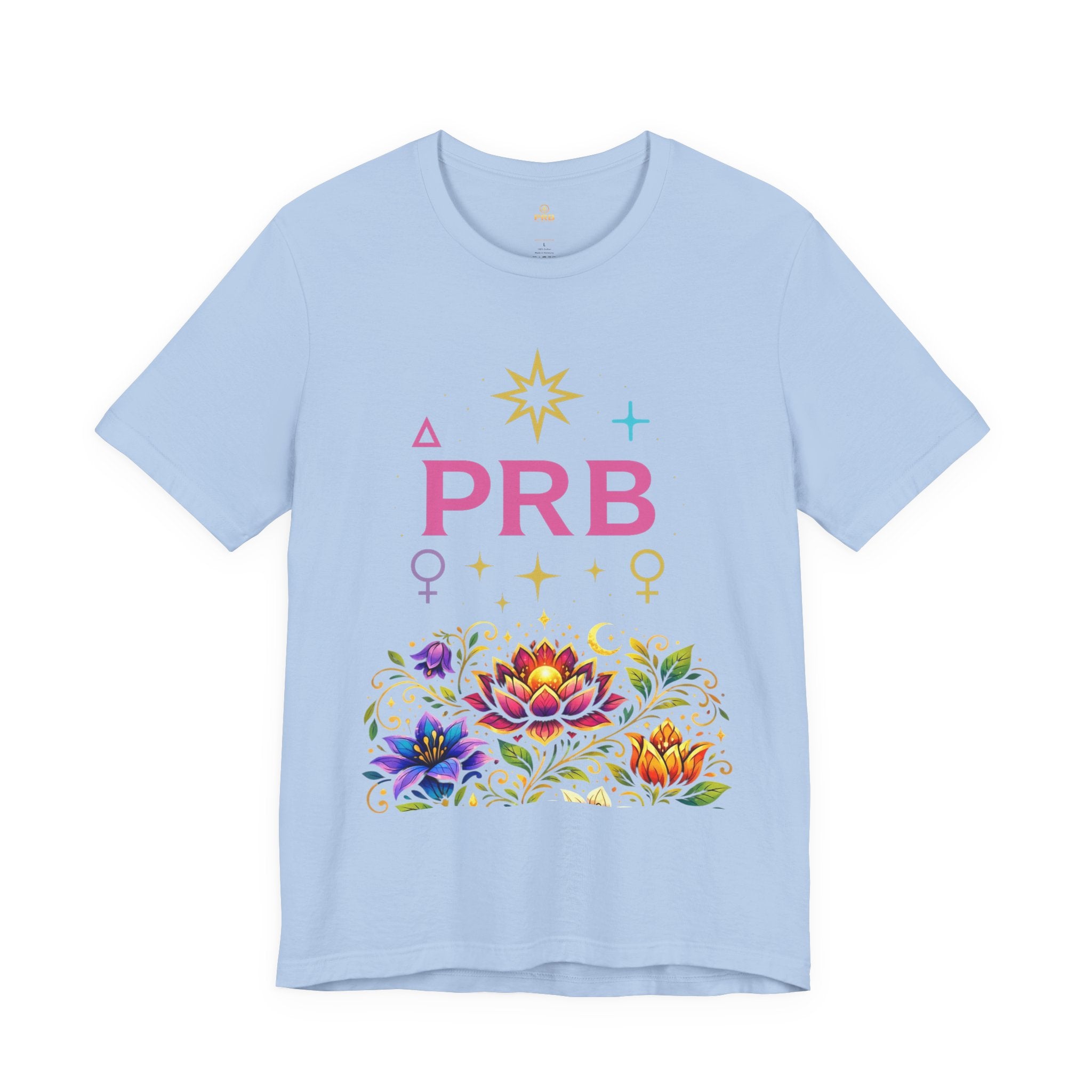 Pretty Rich Bitch The Collection by PRB Floral Lotus T‑Shirt — Colorful Spiritual Symbol Tee by Power Runs Black