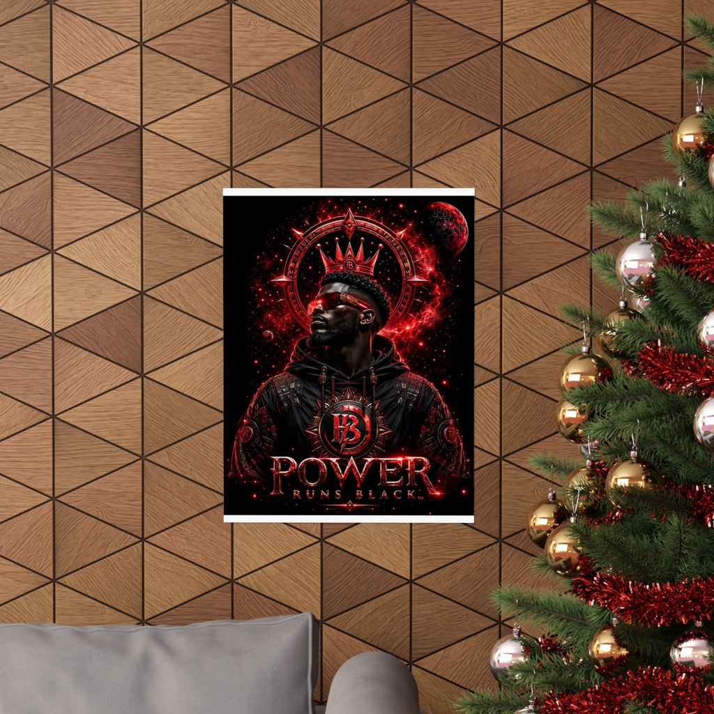 Power Runs Black Matte Poster — Afrocentric King Portrait (Vertical) by Power Runs Black
