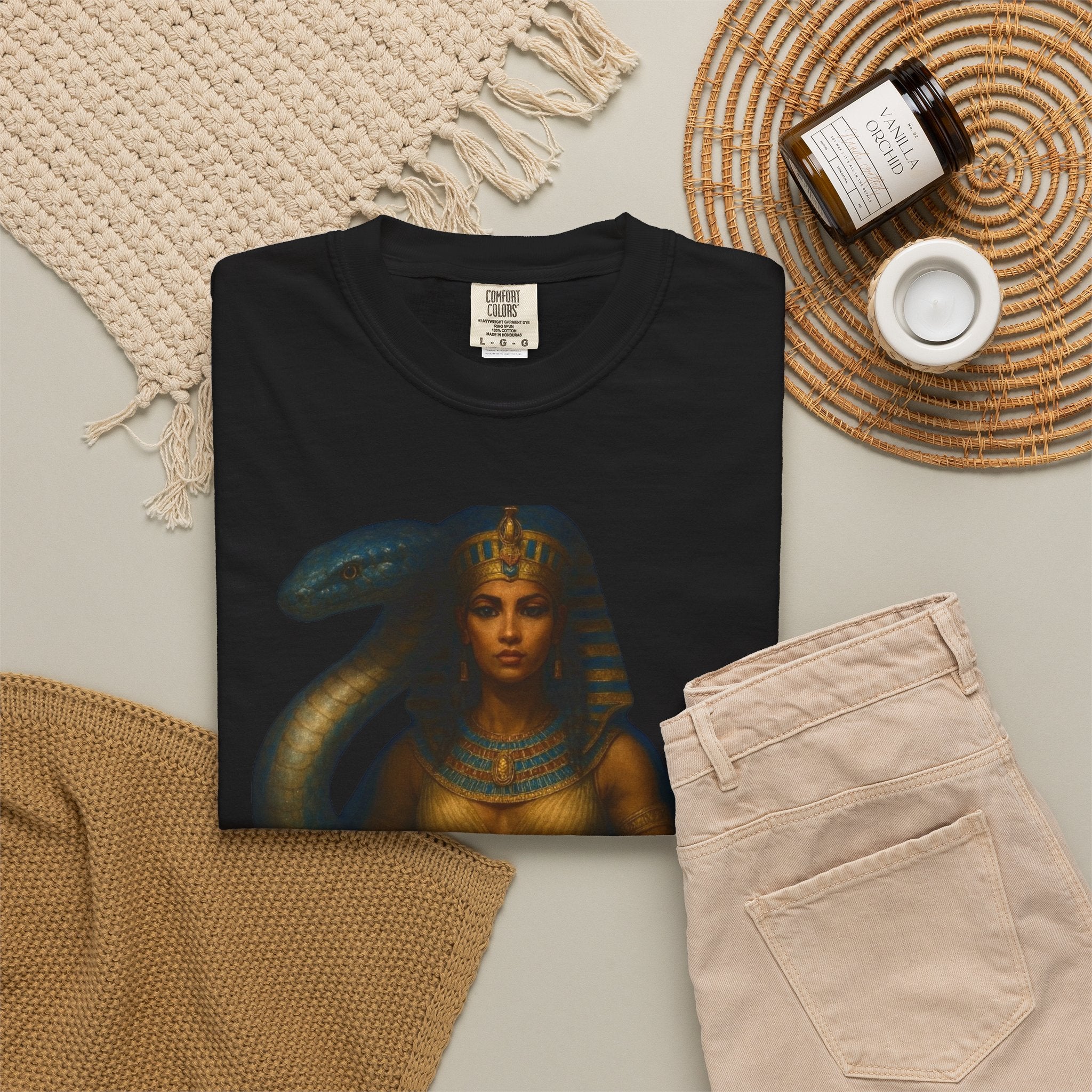 PRB Egyptian Goddess with Snake T-Shirt | Pharaoh Serpent Art Tee by Power Runs Black