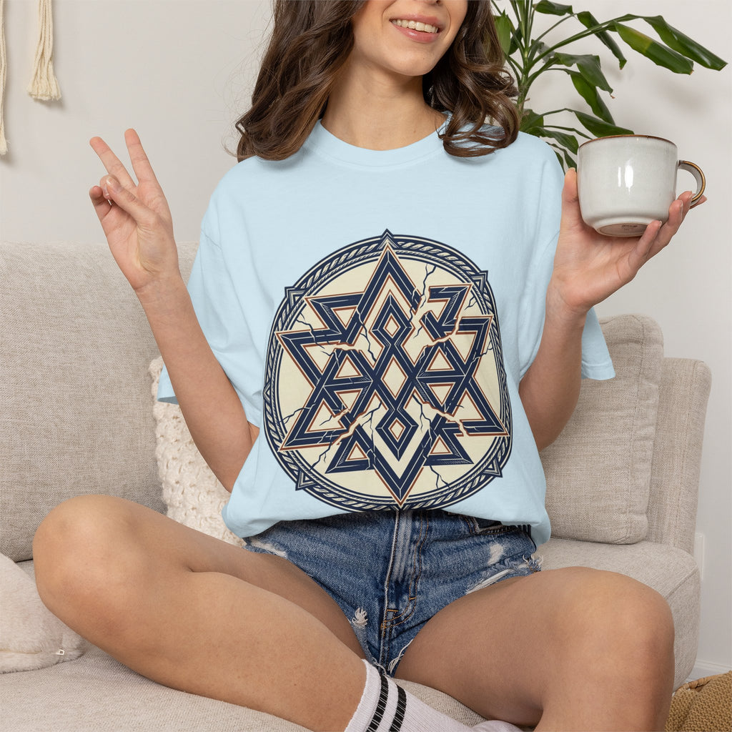 Power Runs Black PRB Geometric Star Mandala T-Shirt — "Control Fractures the Flow" Graphic Tee by Power Runs Black