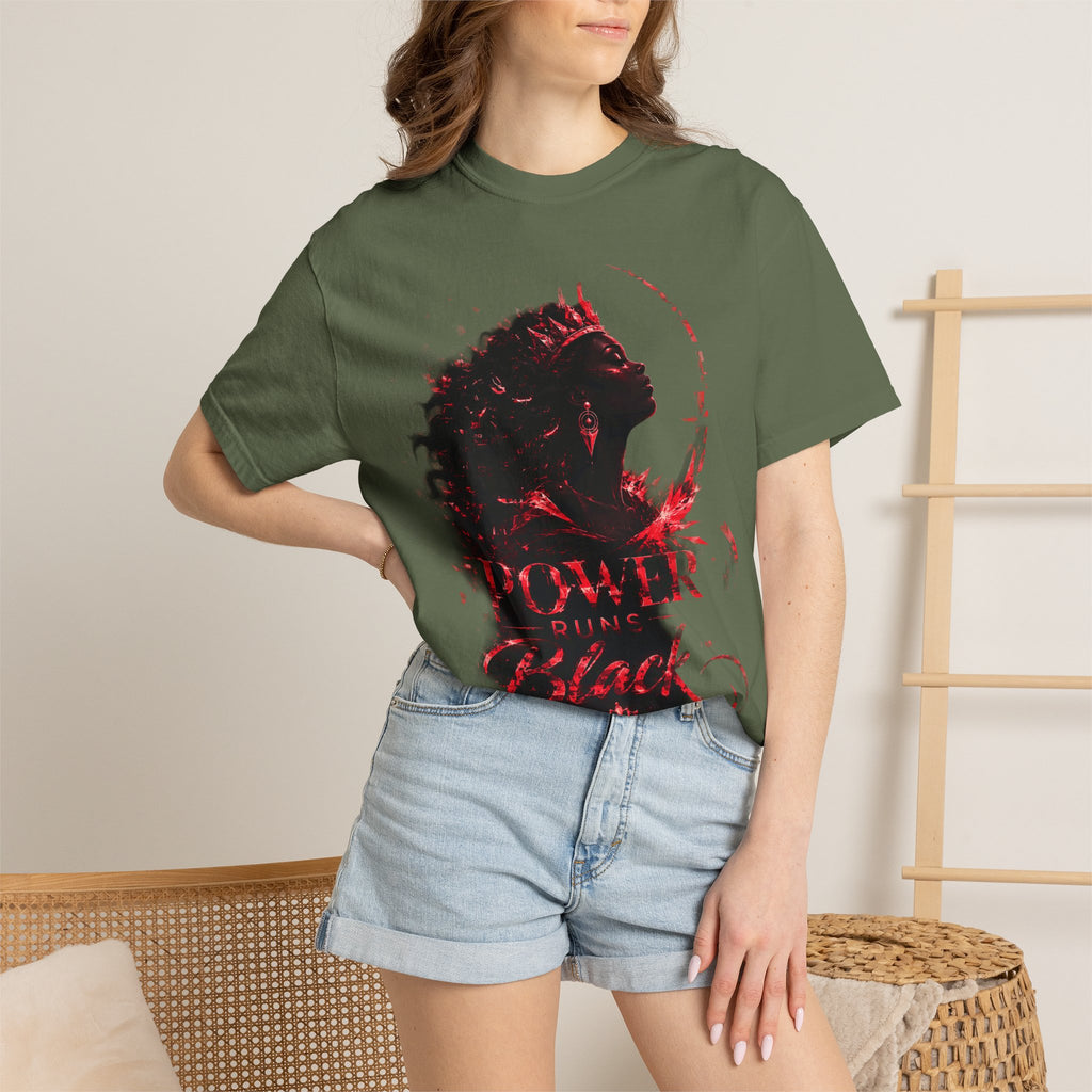 Power Runs Black Crown T-Shirt | Gothic Silhouette Artwork by Power Runs Black