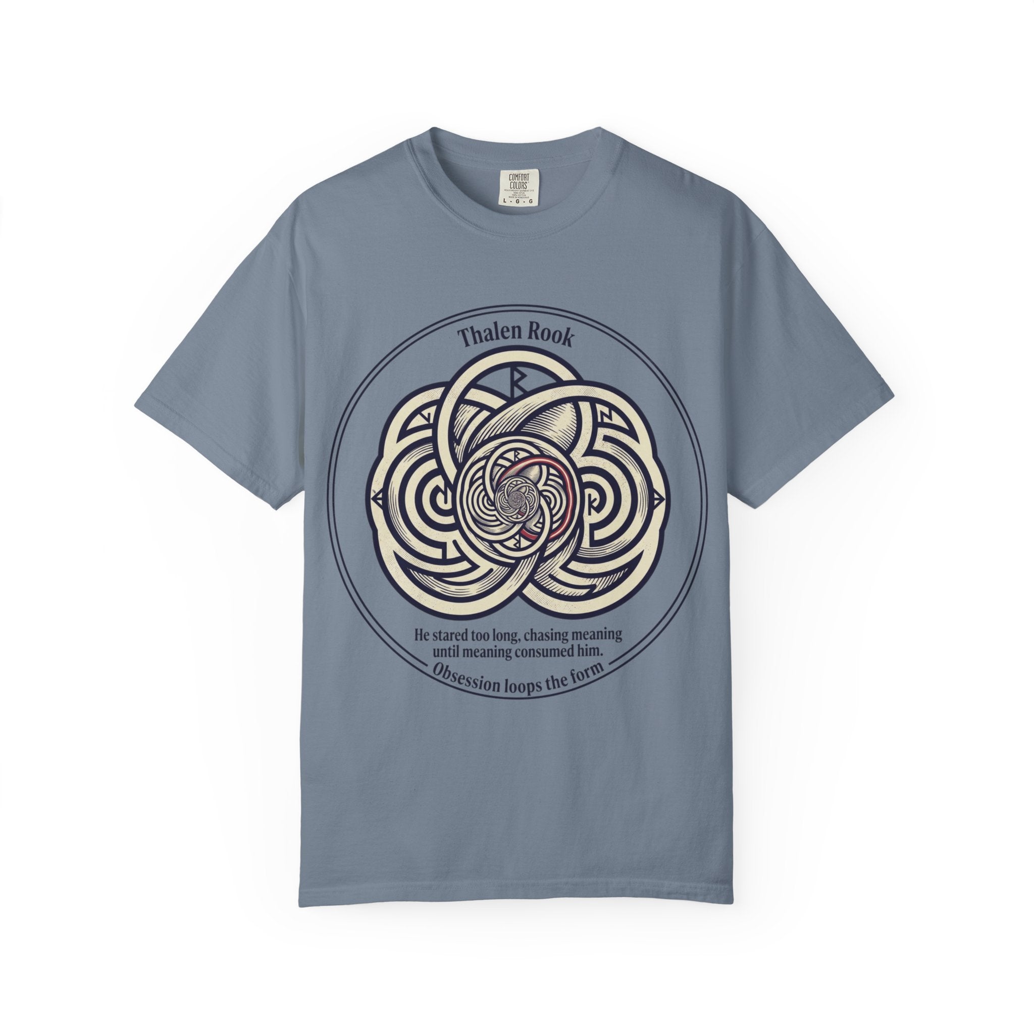 Power Runs Black PRB Thalen Rook Celtic Knot Graphic T-Shirt — "He stared too long..." Quote Tee by Power Runs Black
