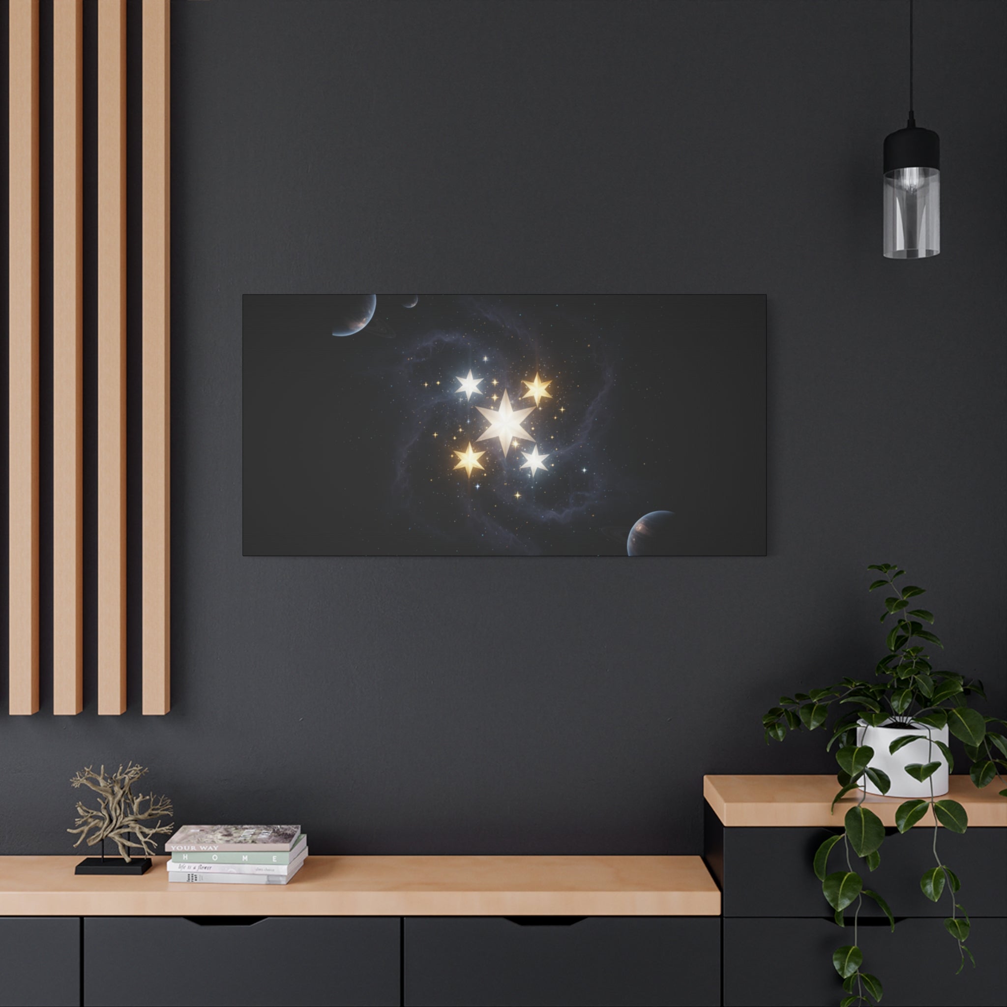 Power Runs Black PRB Glowing Star Constellation Canvas by Power Runs Black