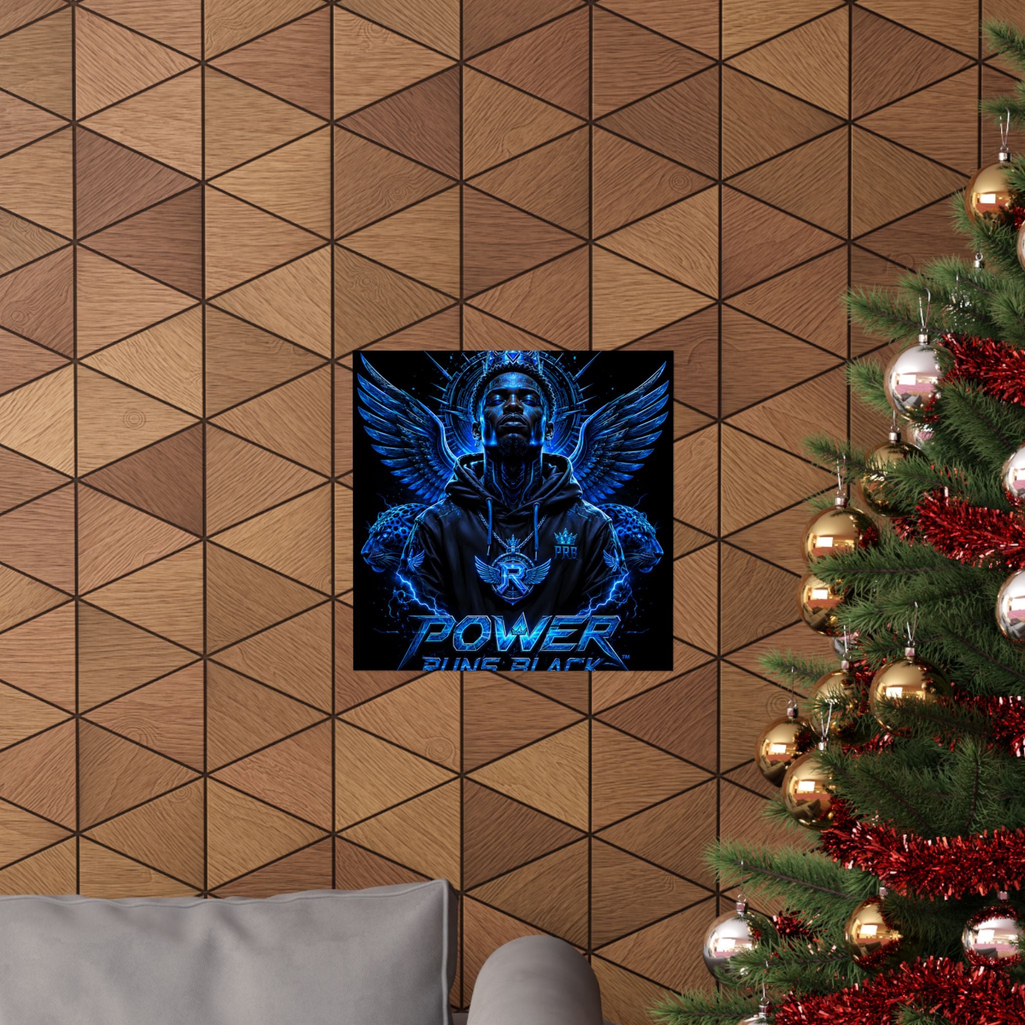 Power Runs Black Matte Poster — Urban Angel Portrait Wall Art by Power Runs Black