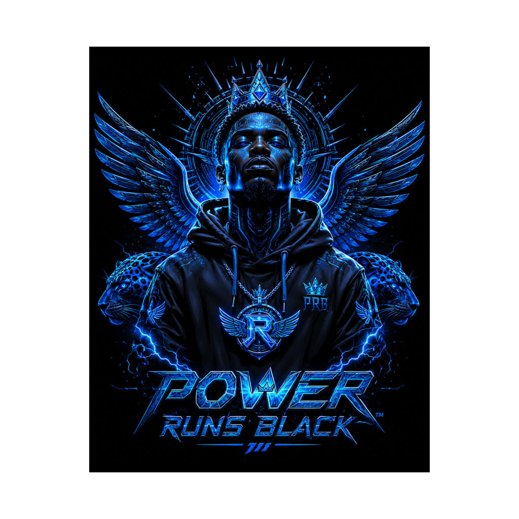 Power Runs Black Matte Poster — Urban Angel Portrait Wall Art by Power Runs Black