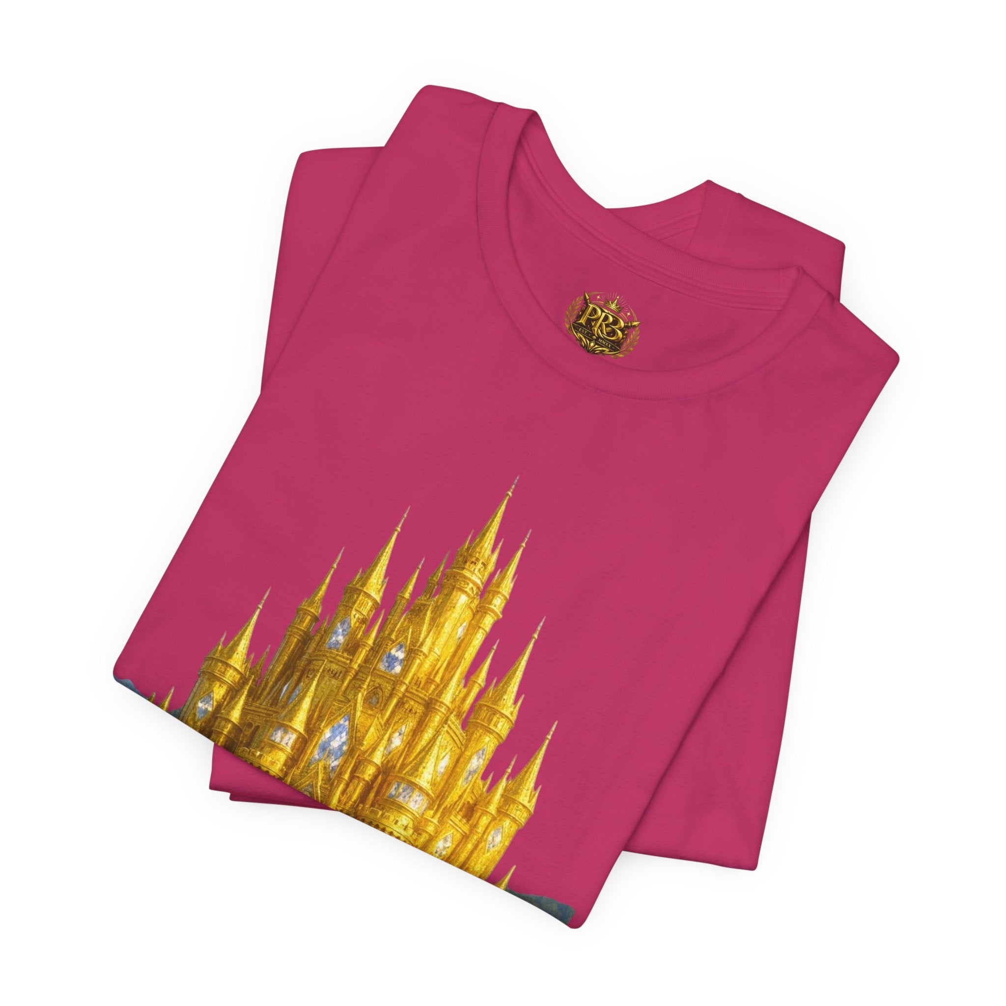PRB Golden Fantasy Castle Tee | Magical Kingdom Illustration, Fairytale Scene by Power Runs Black