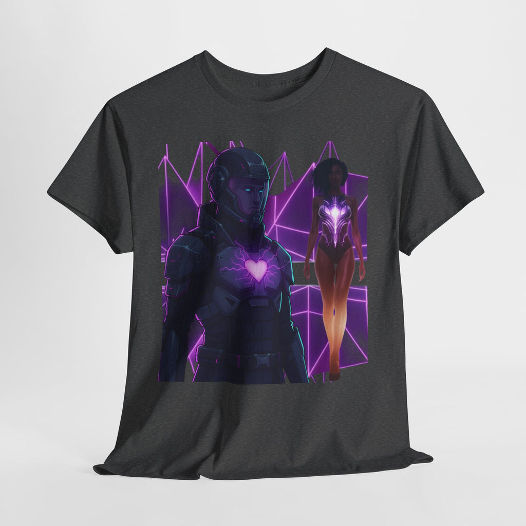 Power Run Black PRB Pretty Rich Bitch The Collection Purple Heart Cyberpunk Knight T-Shirt | Futuristic Armor Sci‑Fi Tee by Printify