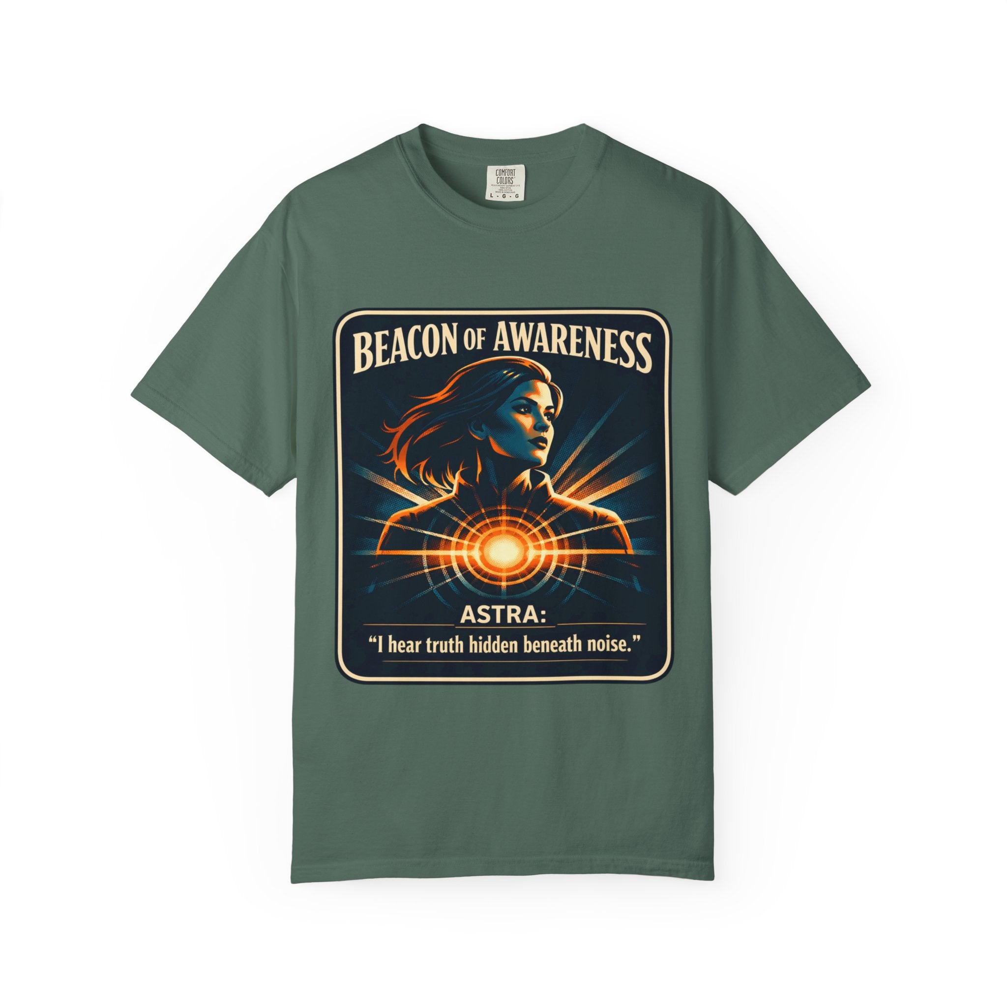 Power Runs Black Beacon of Awareness T-Shirt — “Astra: I hear truth hidden beneath noise” Cosmic Graphic Tee by Power Runs Black