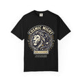 PRB Starforged Flex Cosmic Might Unleashed Lion Graphic T-Shirt — "Unleashed" Inspirational Lion Tee by Power Runs Black