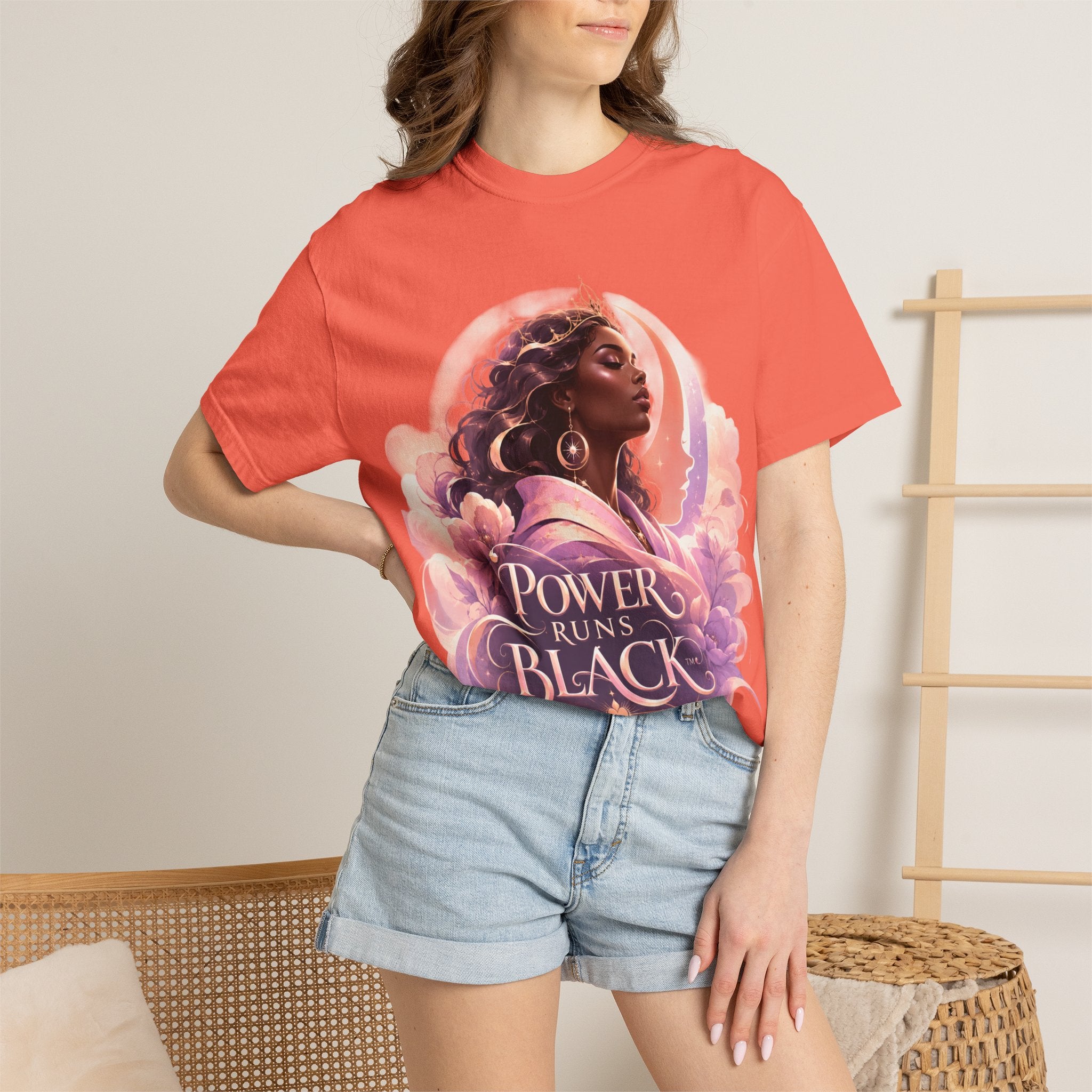 Power Runs Black graphic tee | Black woman portrait, Afro empowerment shirt by Power Runs Black