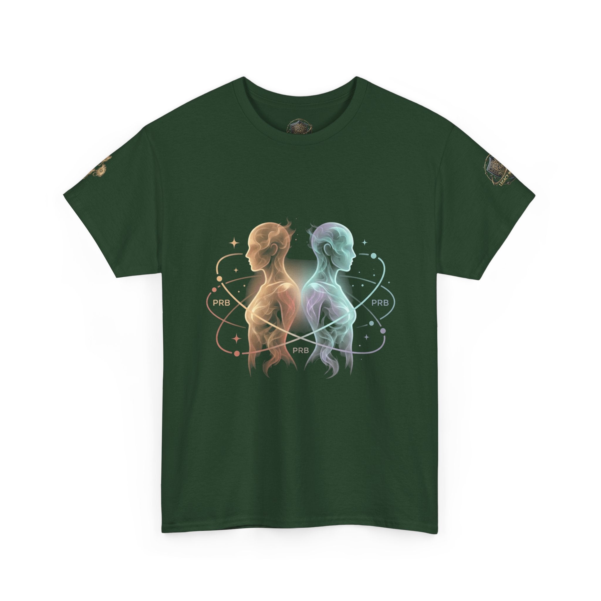 Power Runs Black Gemini Spirit Tee — Twin Sun & Moon Celestial Graphic T-Shirt by Printify