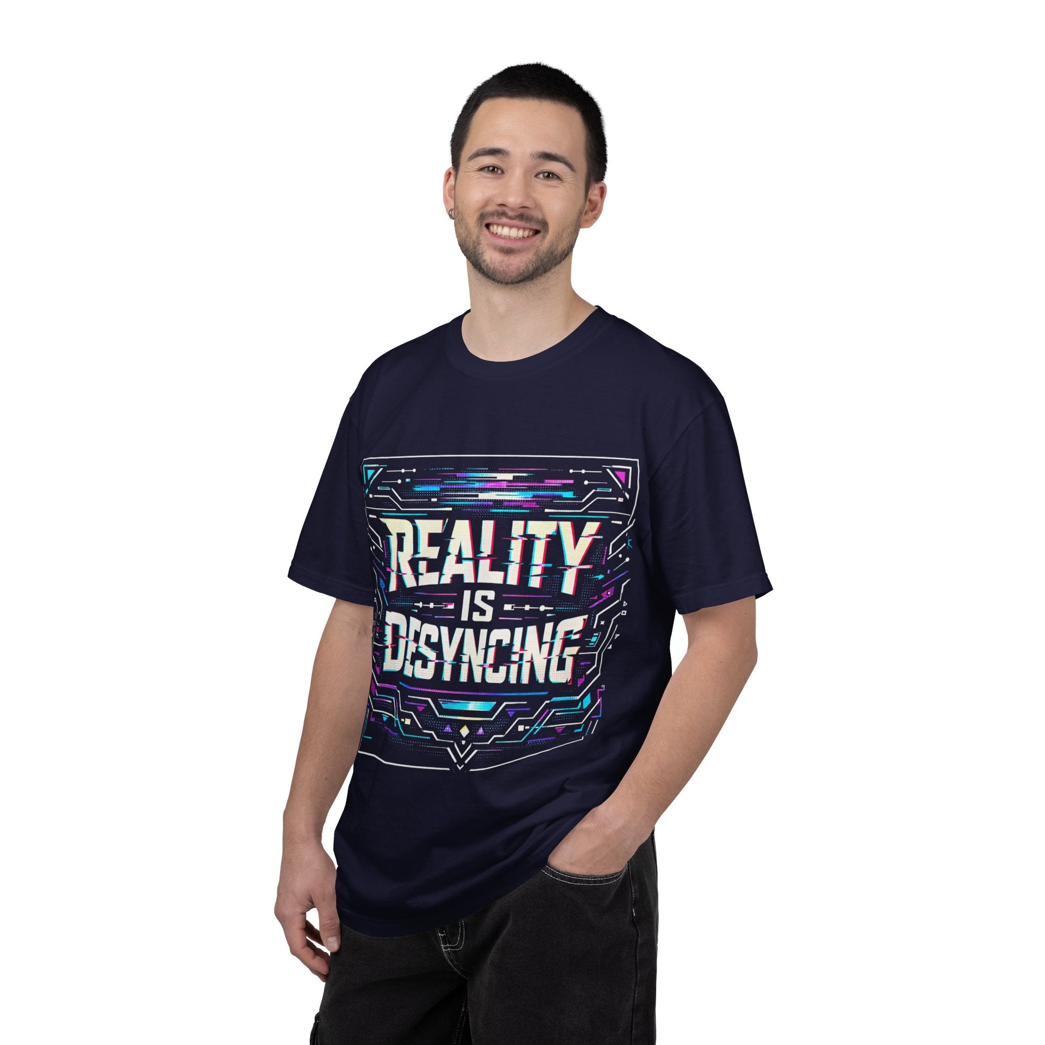 Power Runs Black PRB Glitchy Pastel "Reality Is Desyncing" T-Shirt by Printify
