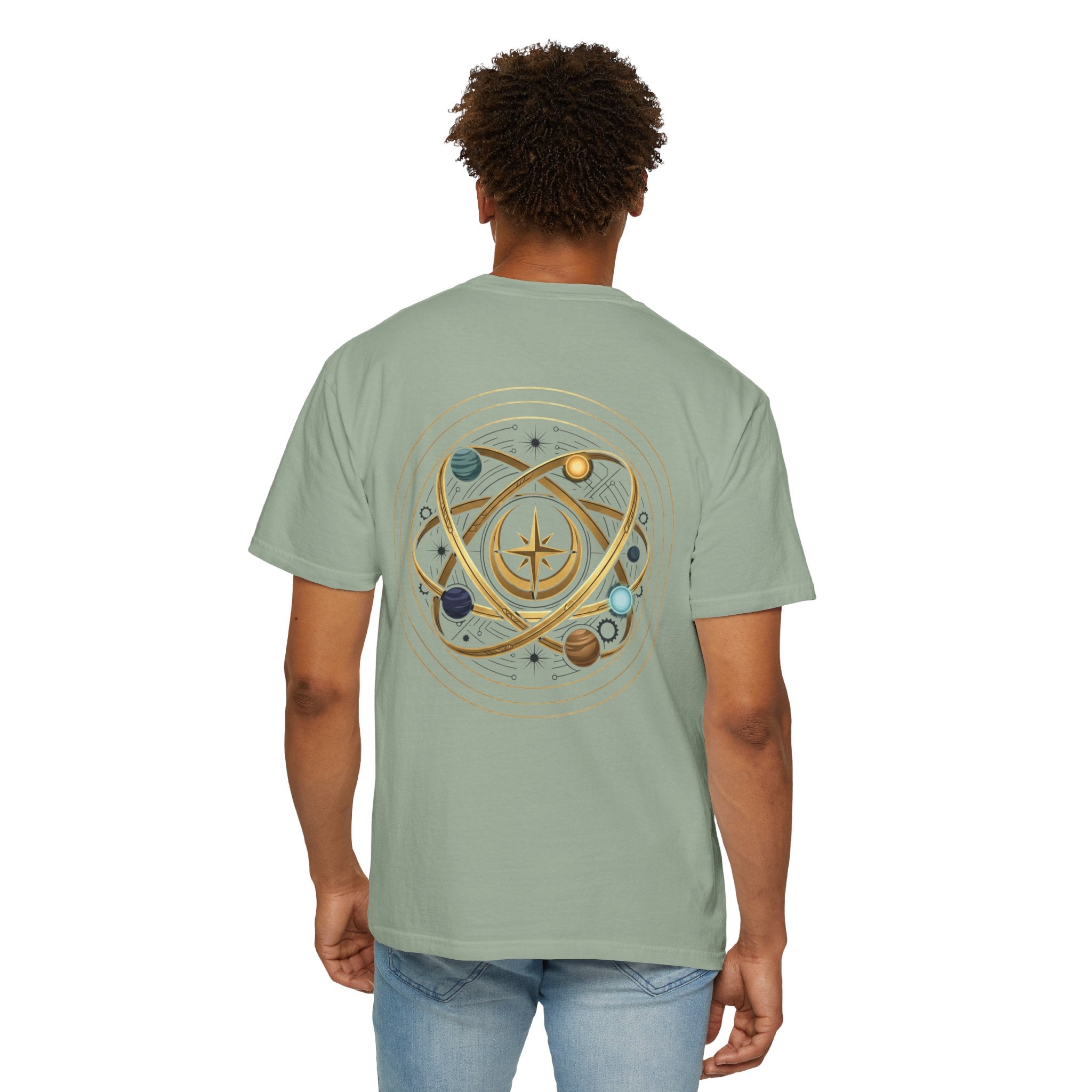 PRB Crown & Cosmos Graphic T-Shirt | Gold Royal Crest & Celestial Back by Printify