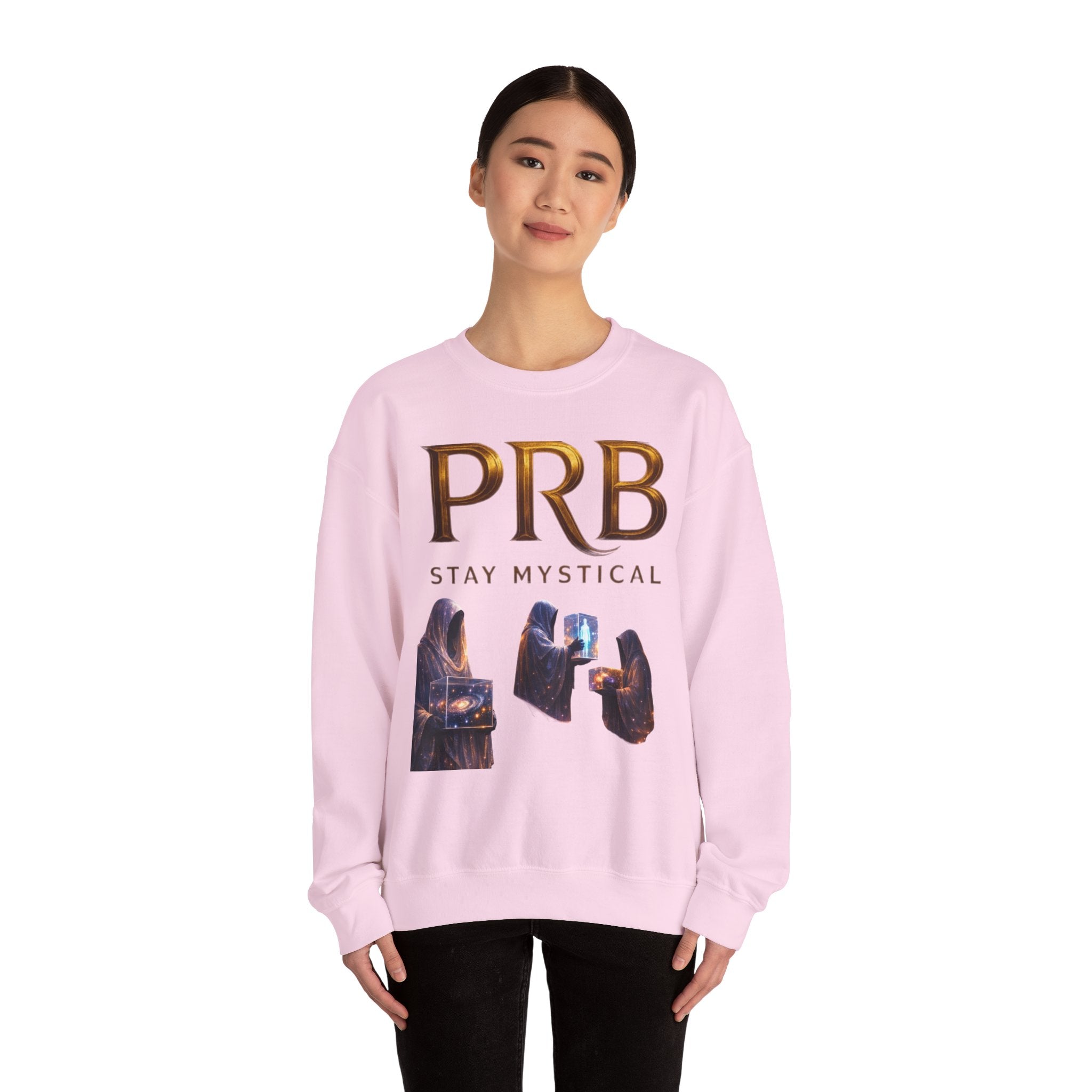 PRB Mystic Library Crewneck Sweatshirt — Cosmic Wizardry Art by Power Runs Black