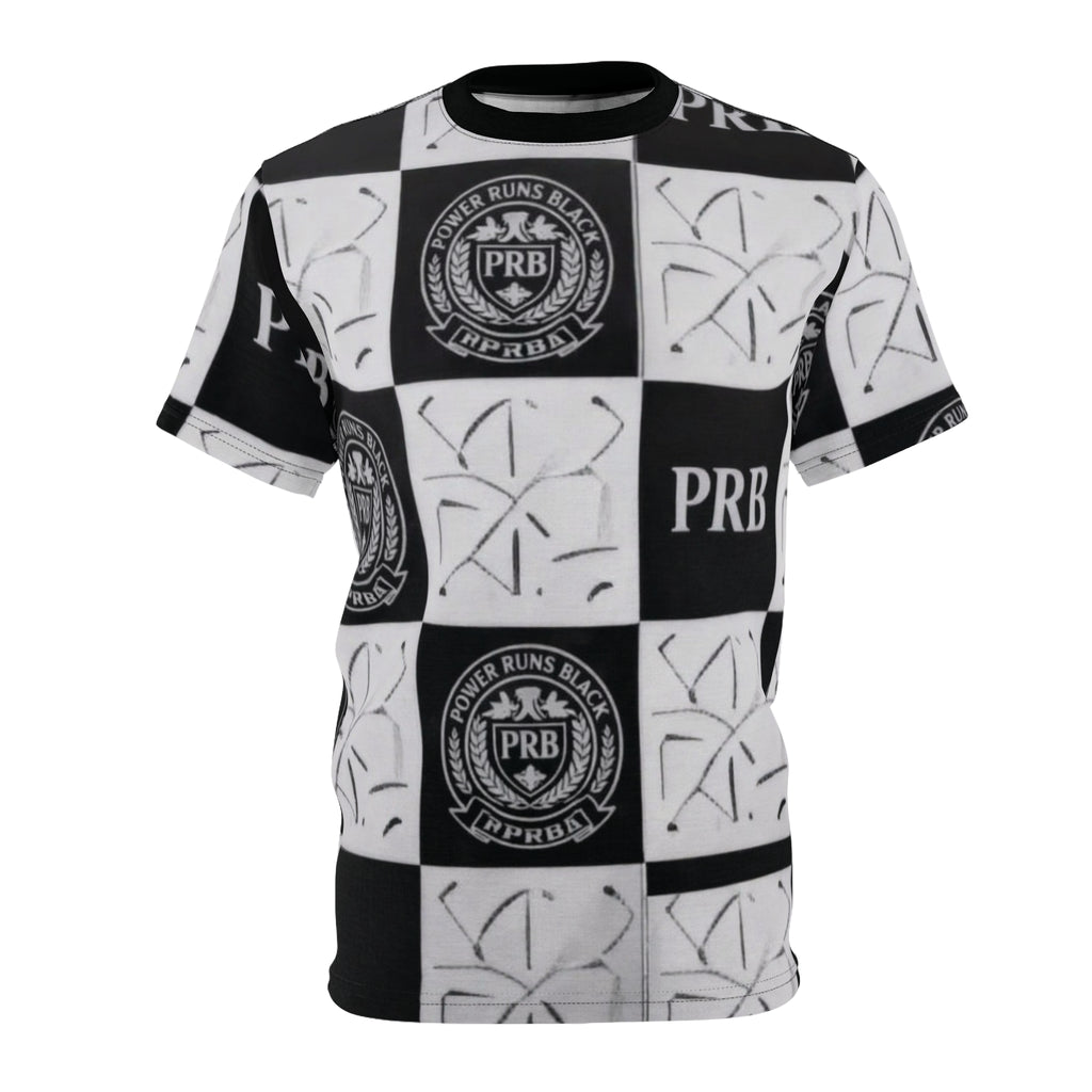 PRB Checkerboard All-Over Print Tee by Power Runs Black
