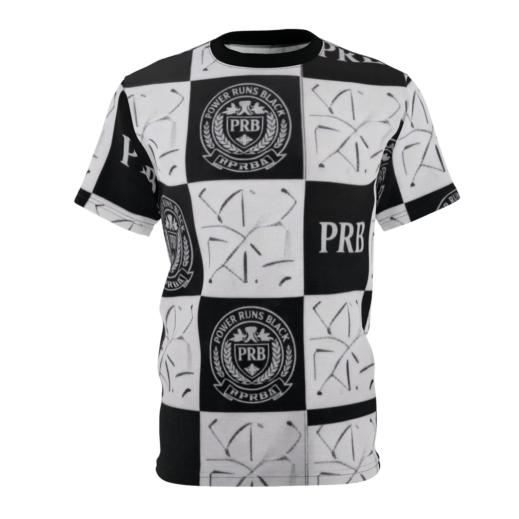 PRB Checkerboard All-Over Print Tee by Power Runs Black
