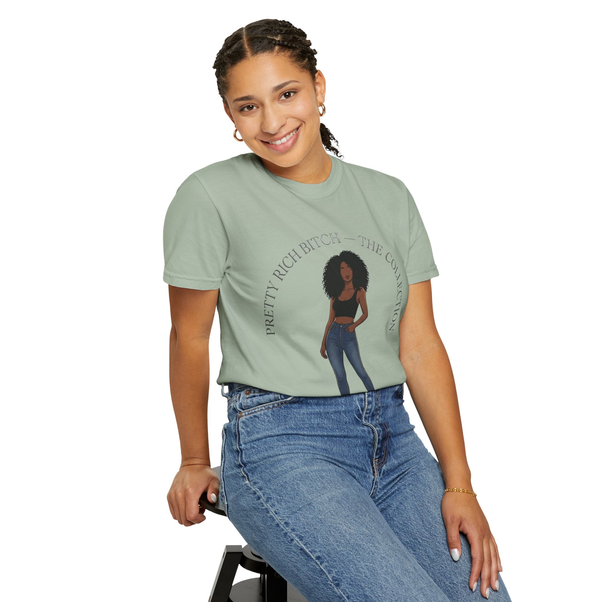 Pretty Rich Bitch The Collection by PRB Graphic Tee (Afro Curly Woman) by Power Runs Black