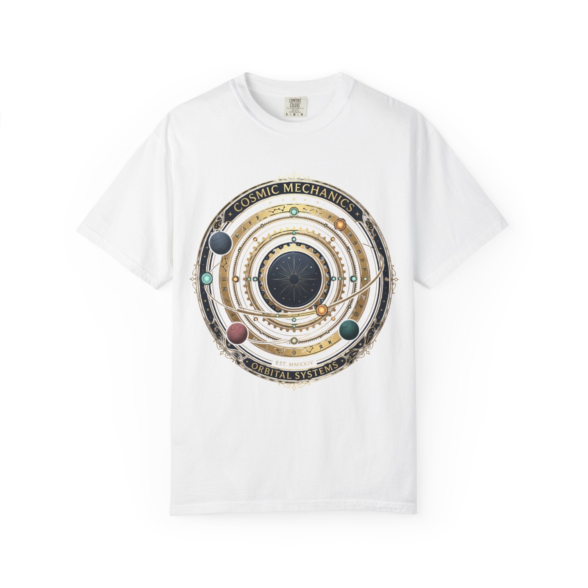 PRB Cosmic Mechanics Solar System Graphic T-Shirt | Planetary Orbit Tee by Printify