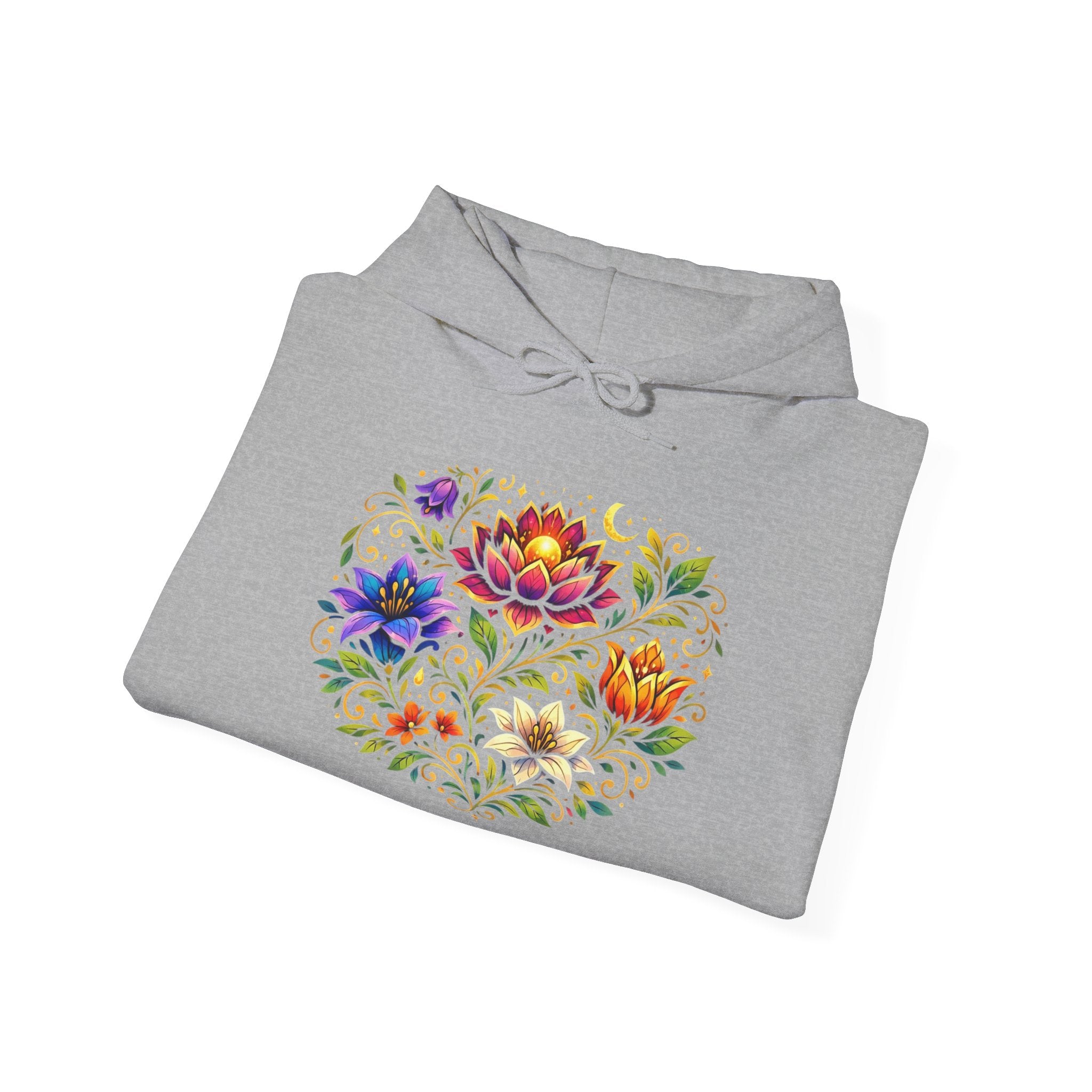 Pretty Rich Bitch by PRB Colorful Floral Lotus Bouquet Hoodie | Watercolor Flower Mandala Sweatshirt by Power Runs Black
