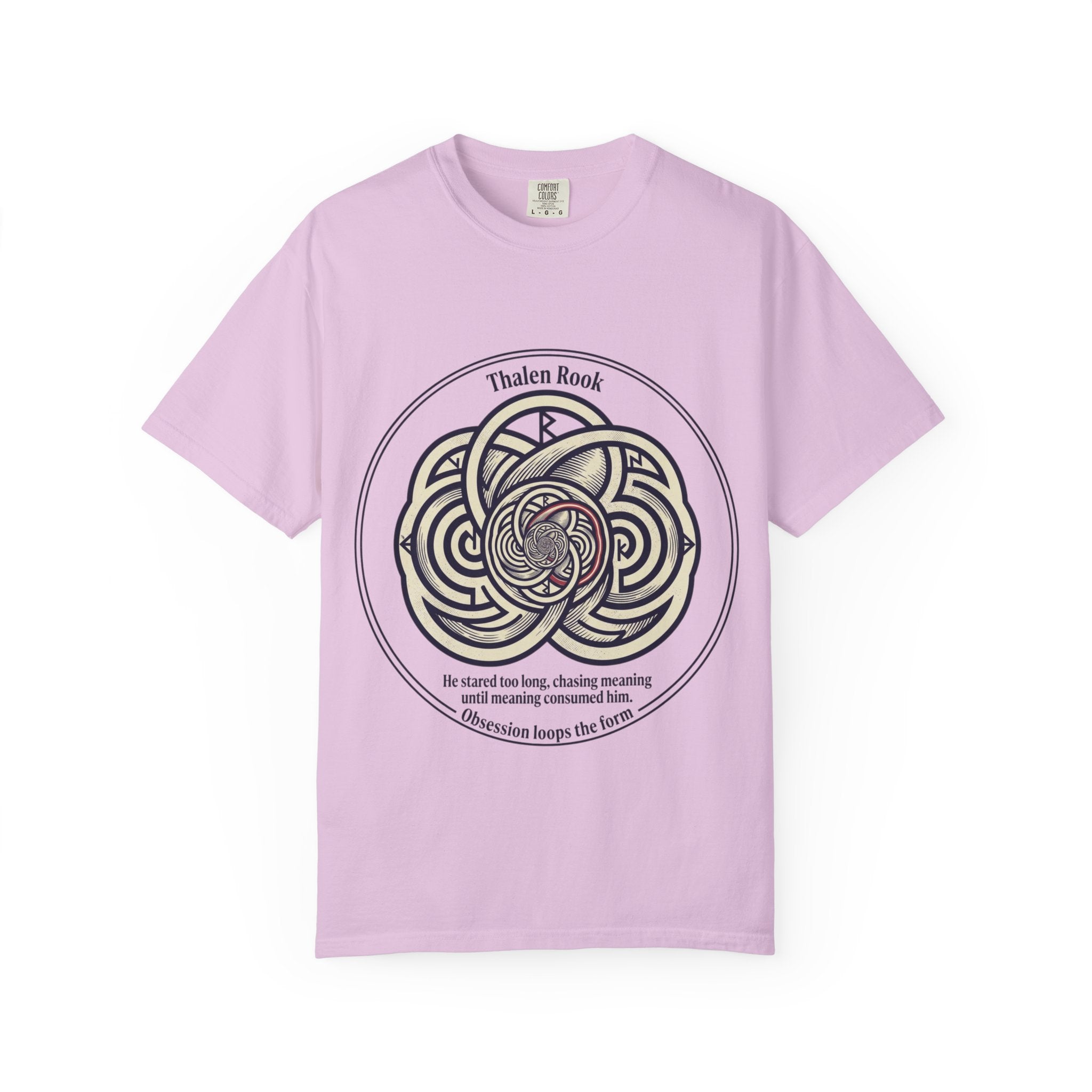 Power Runs Black PRB Thalen Rook Celtic Knot Graphic T-Shirt — "He stared too long..." Quote Tee by Printify