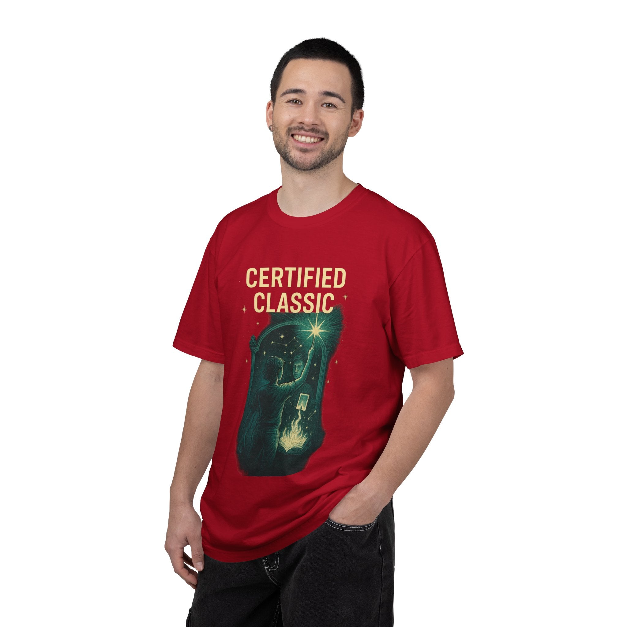 PRB Certified Classic illustration T-shirt | vintage camping, night sky, campfire by Power Runs Black