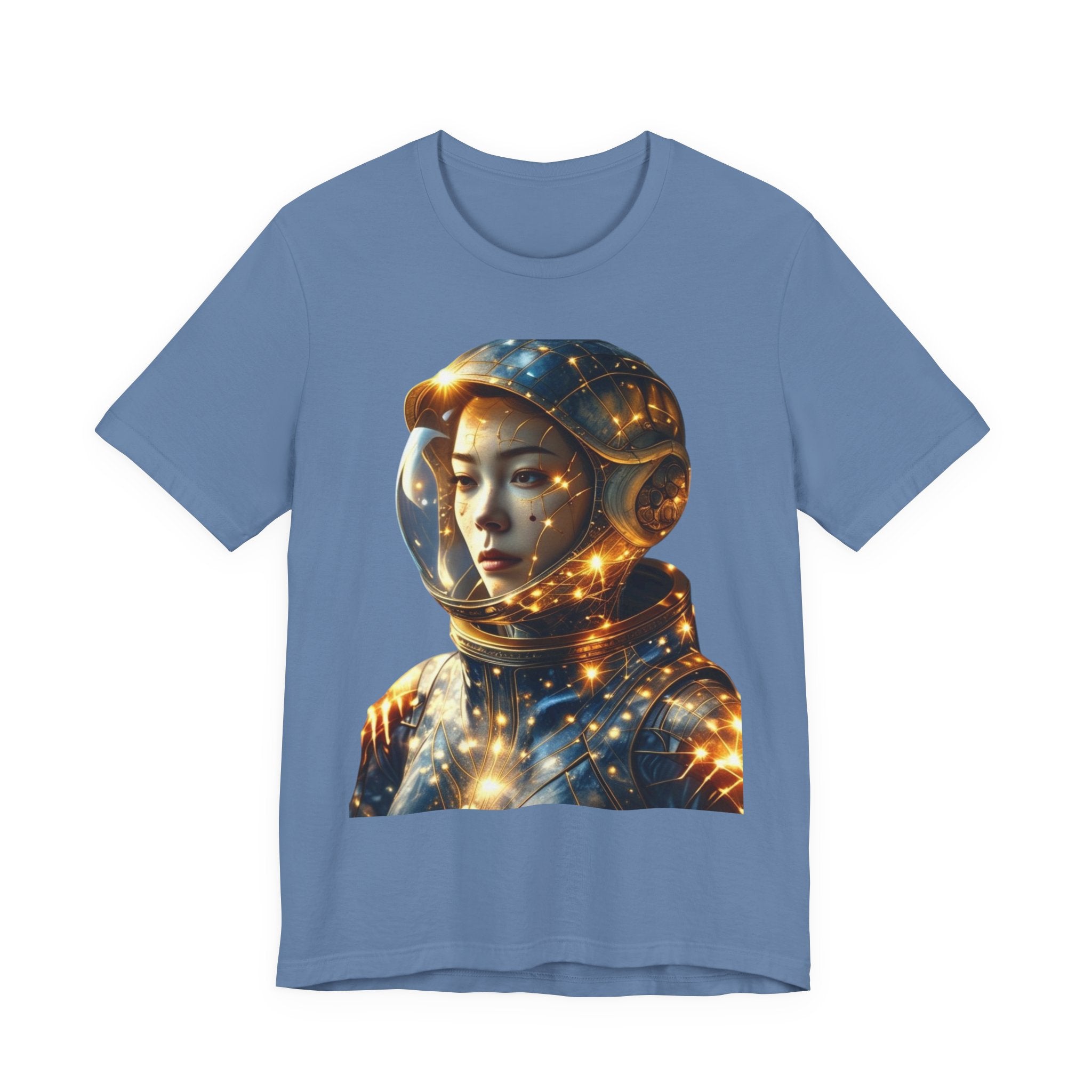 PRB Astronaut Portrait Tee — Starry Cosmic Helmet Graphic T-Shirt by Power Runs Black