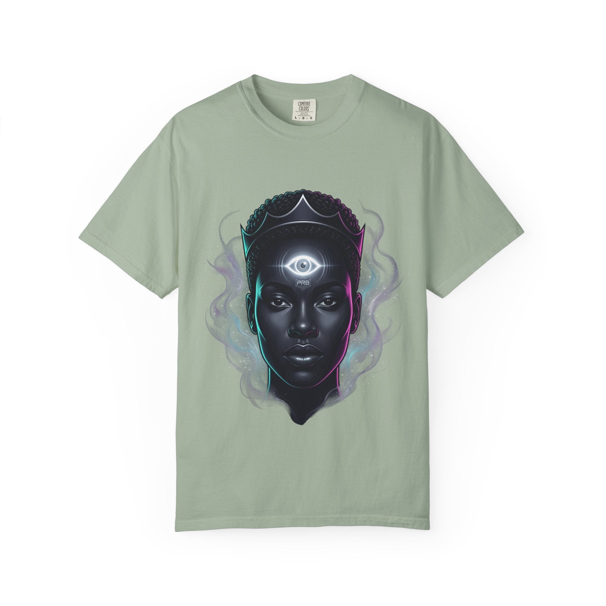Printify PRB Third Eye Omni‑Vision Ascendant 4K Cosmic Portrait T-shirt | Mystic Black Face Artwork - T-Shirt