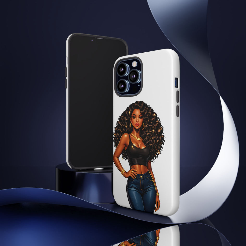 Pretty Rich Bitch by PRB Curly Hair Phone Case by Power Runs Black