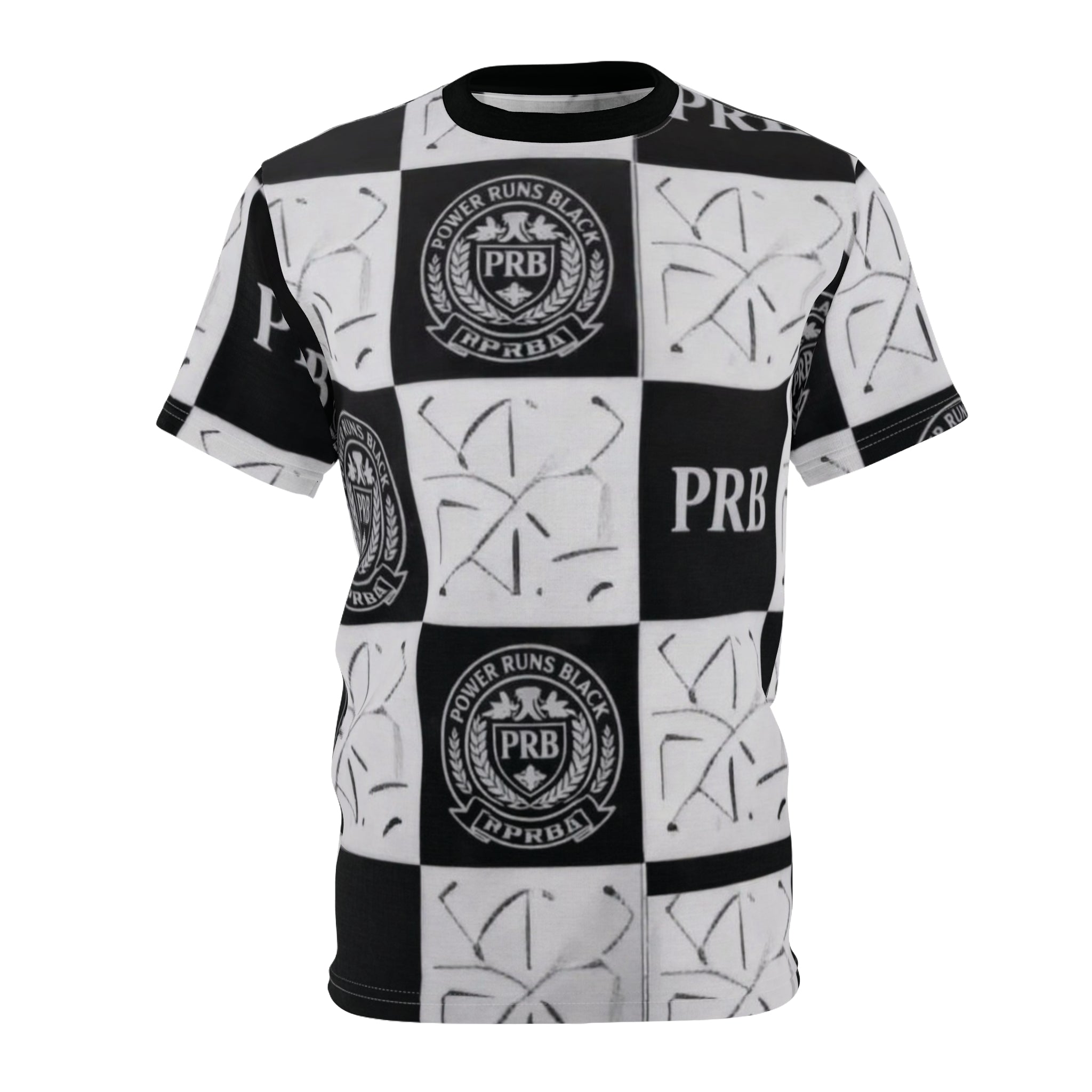 PRB Checkerboard All-Over Print Tee by Power Runs Black