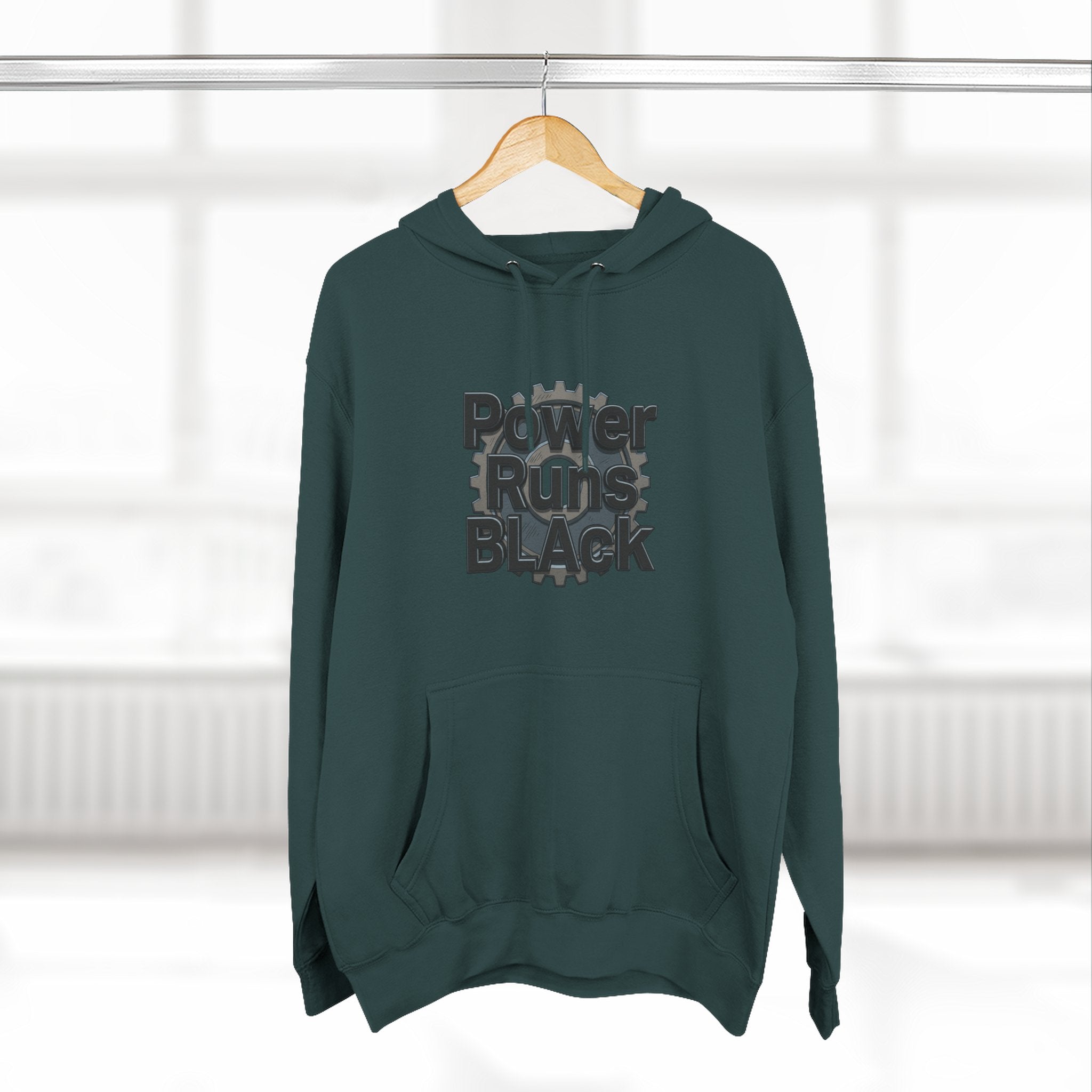 PRB Built of Power Graphic Hoodie — ‘Power Runs Black’ Industrial Mech Design by Power Runs Black