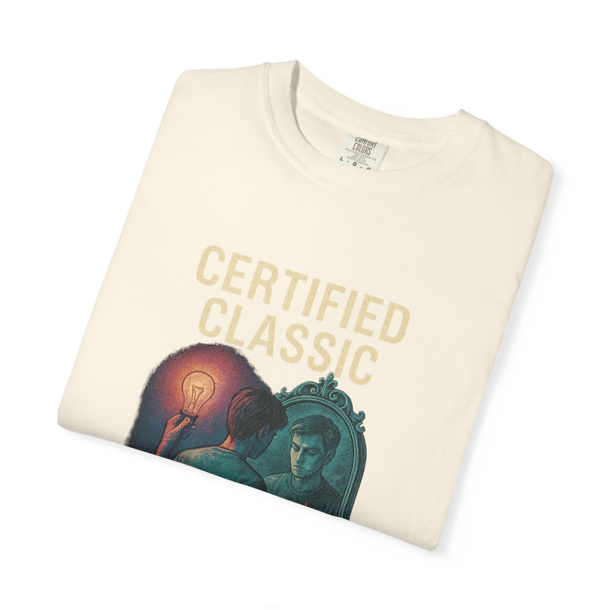 PRB Certified Classic Mirror Illustration T-shirt | Retro Mystic Artwork by Power Runs Black